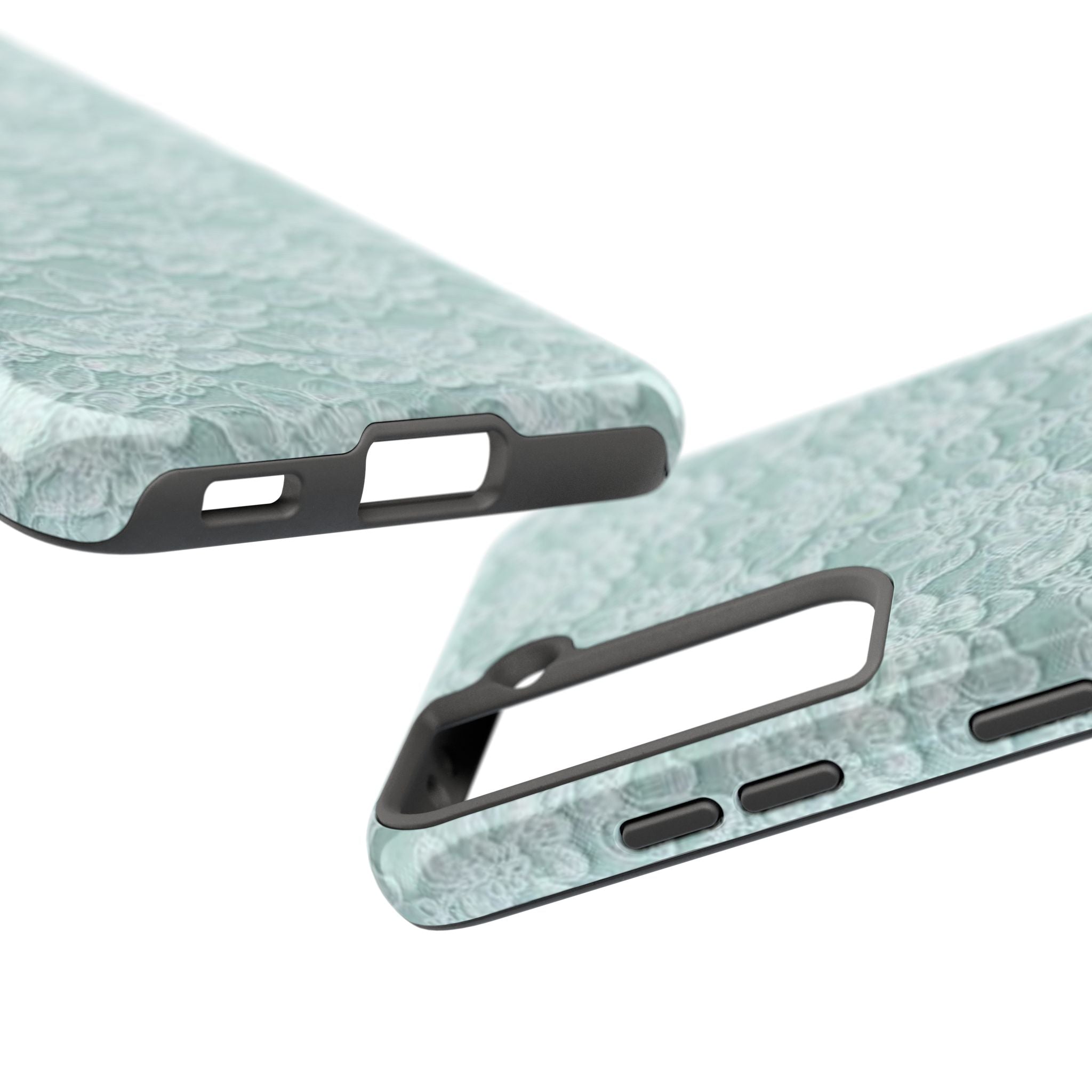 Teal Light Blue Lace Print Pattern Phone Case