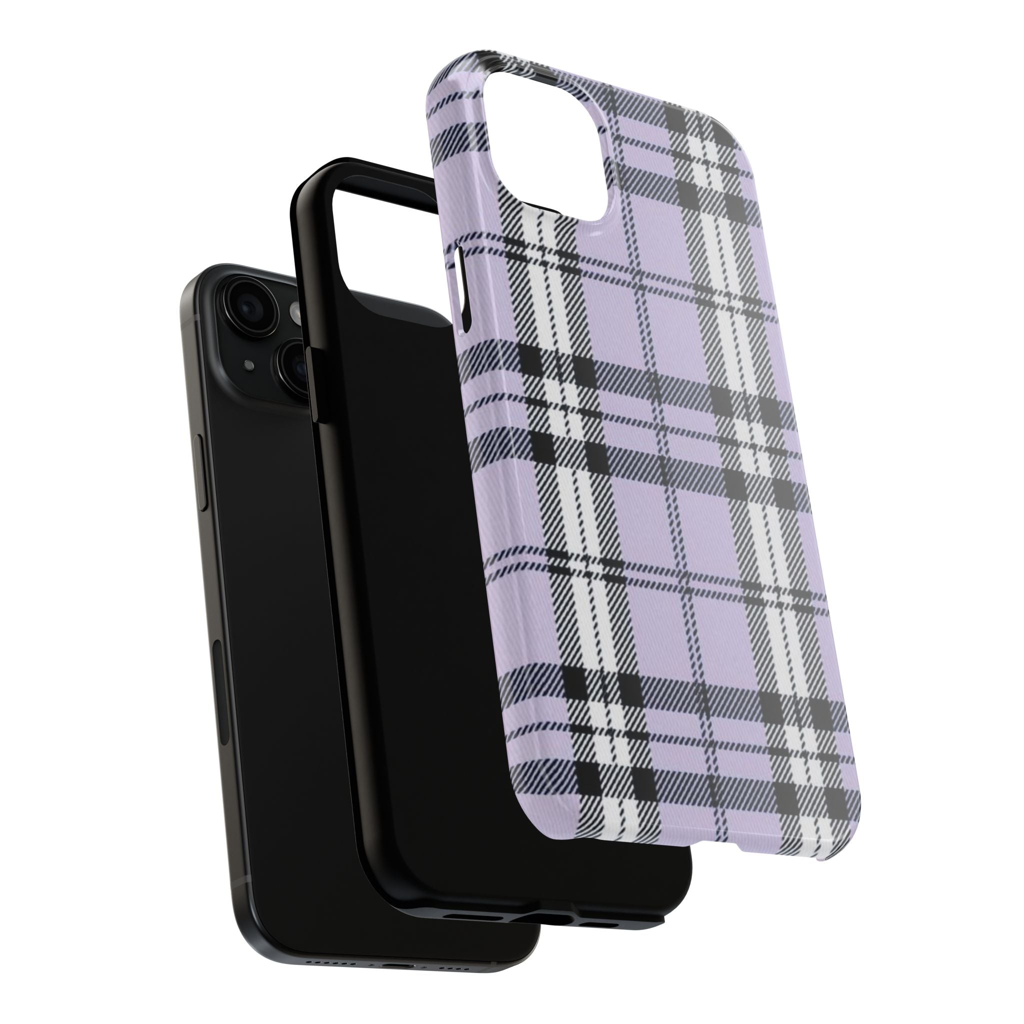 Lavender Light Purple Gingham Plaid Phone Case  - Tough Impact-Resistant Case