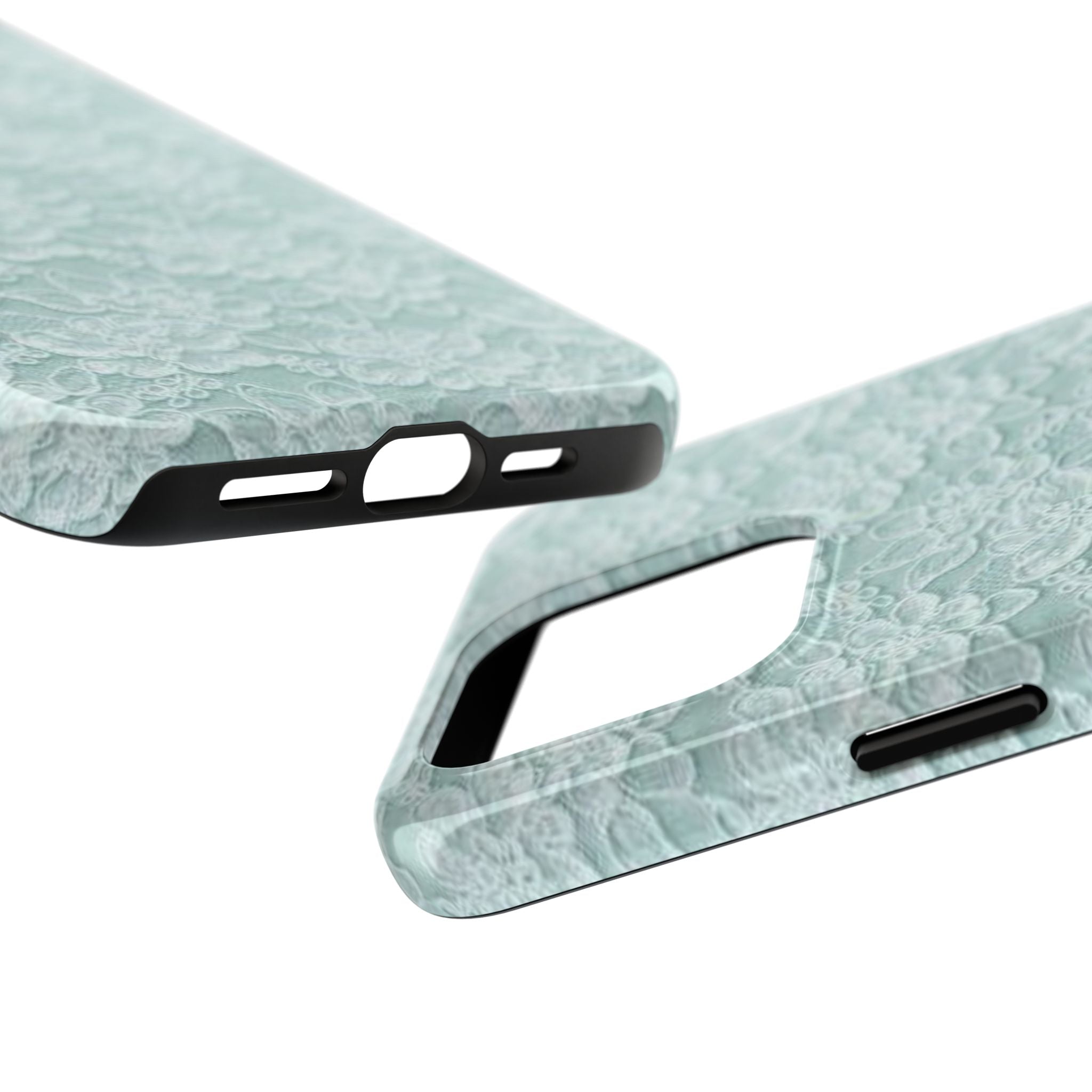 Teal Light Blue Lace Print Pattern Phone Case