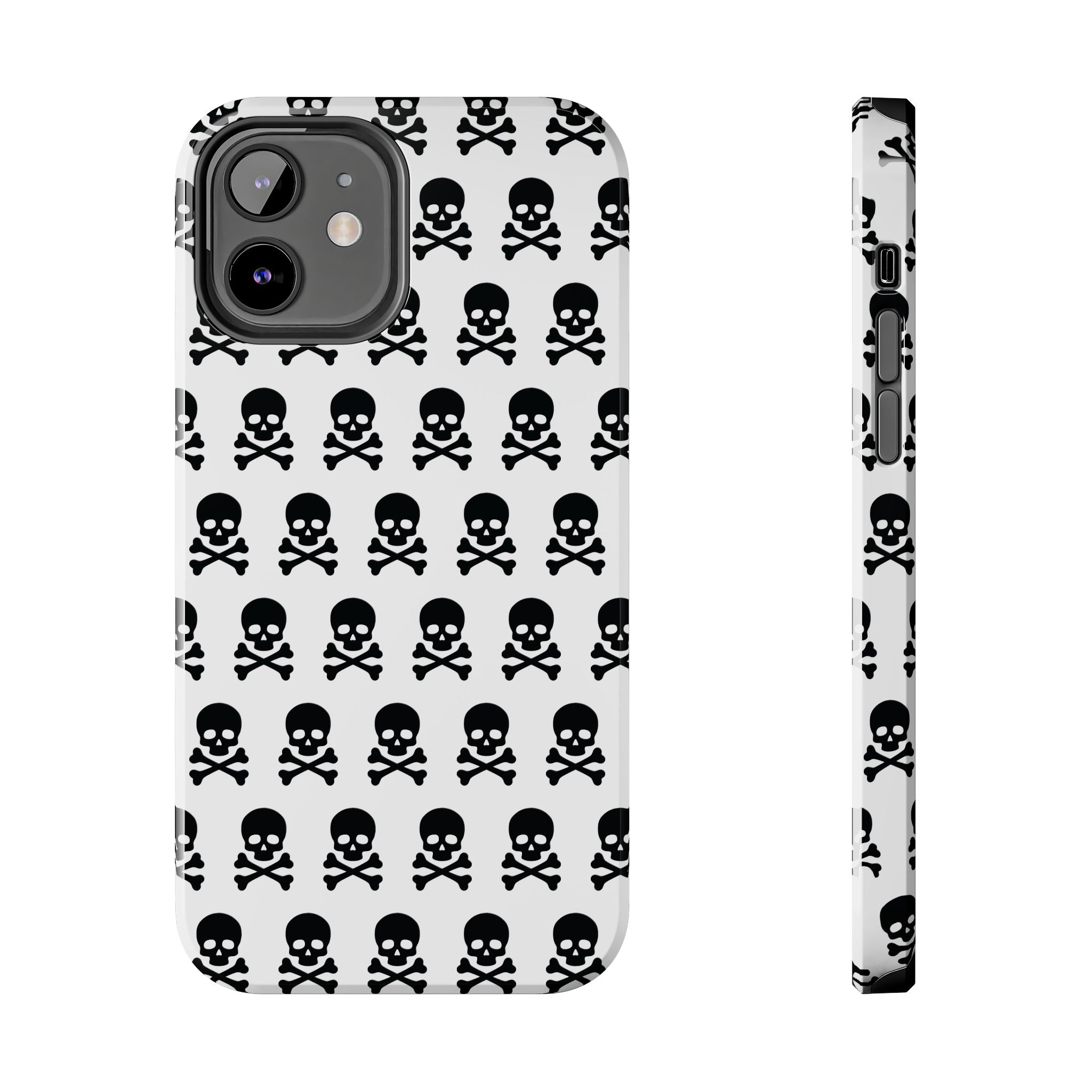 White Punk Skull Print Phone Case
