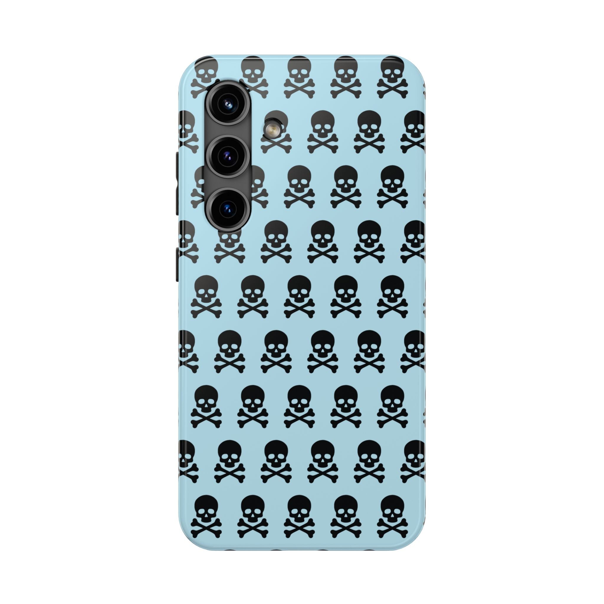 Blue Punk Skull Print Phone Case