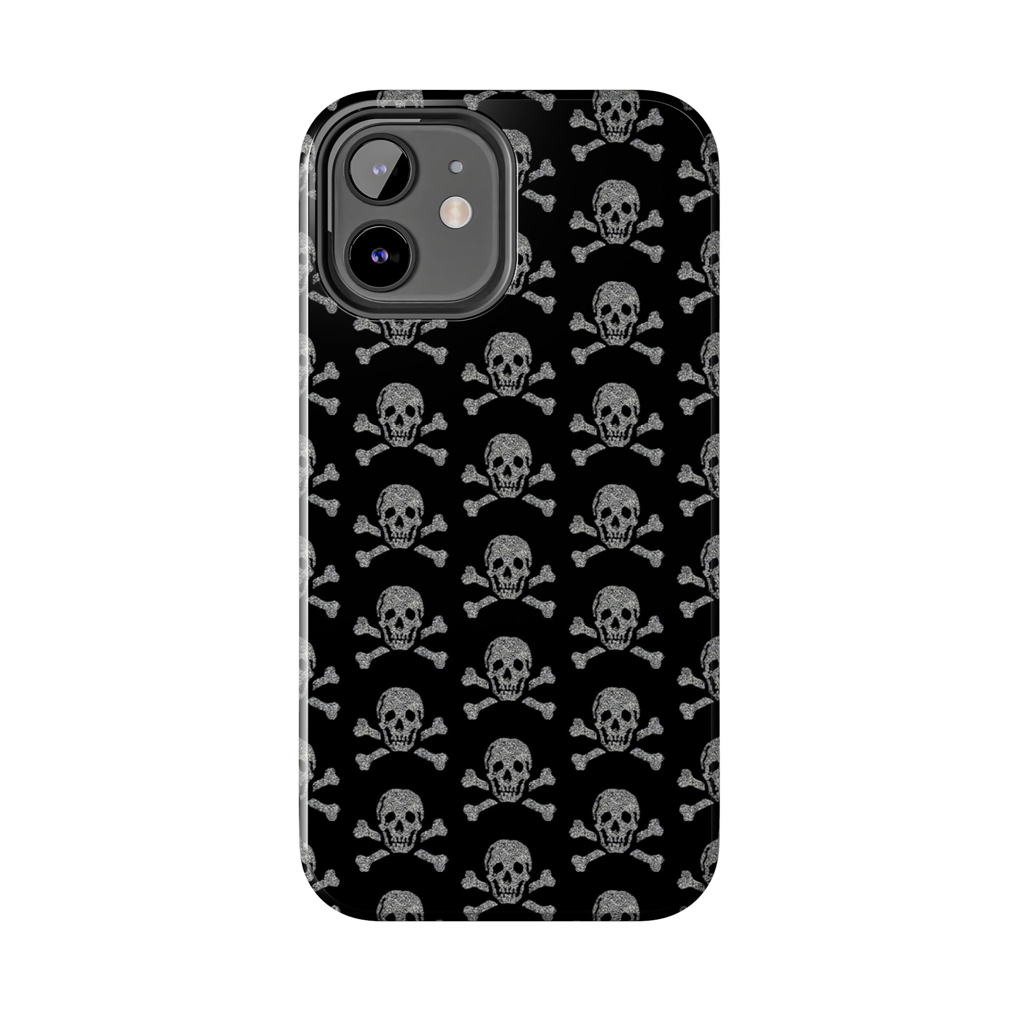 Silver Skull Print Phone Case  - Tough Impact-Resistant Case
