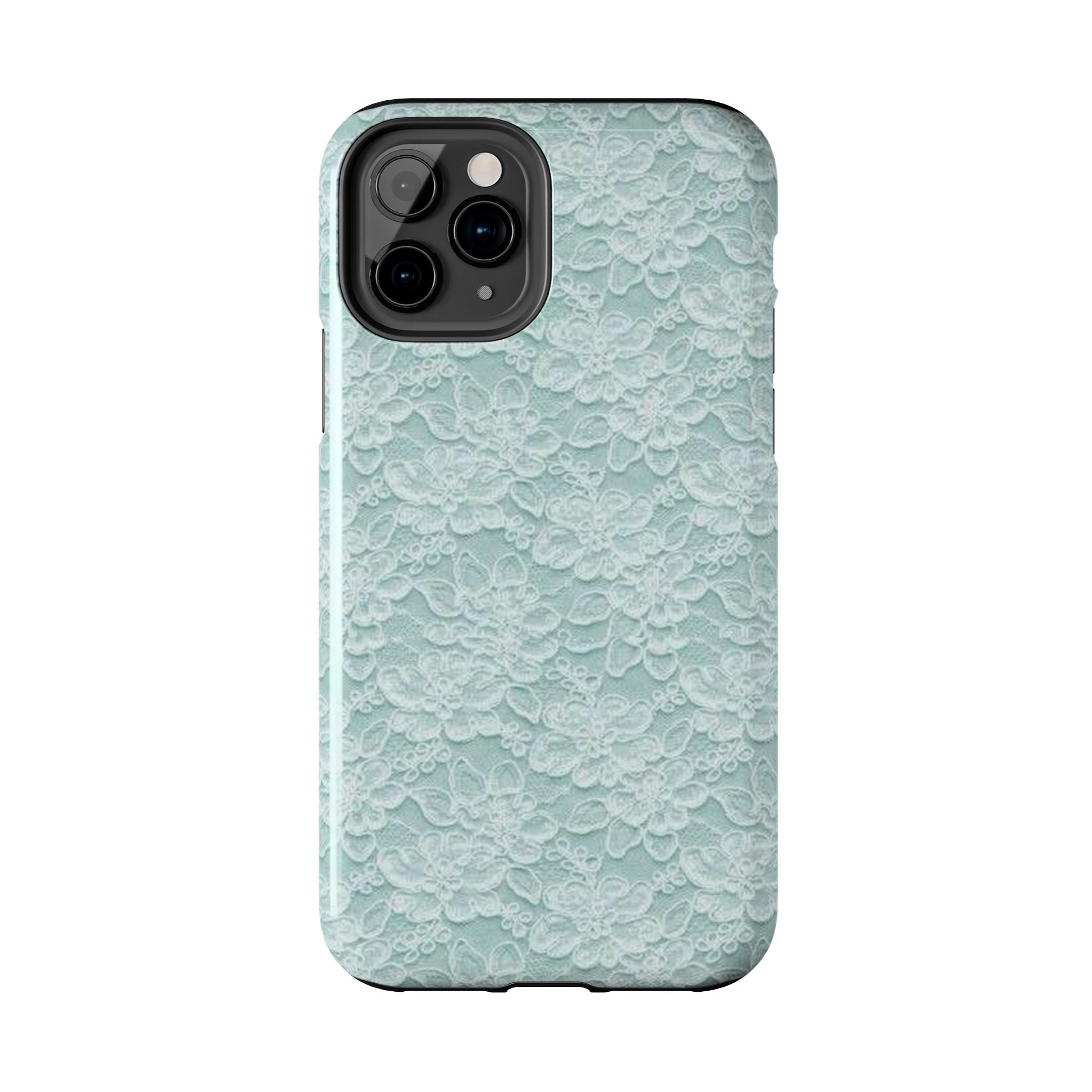 Teal Light Blue Lace Print Pattern Phone Case
