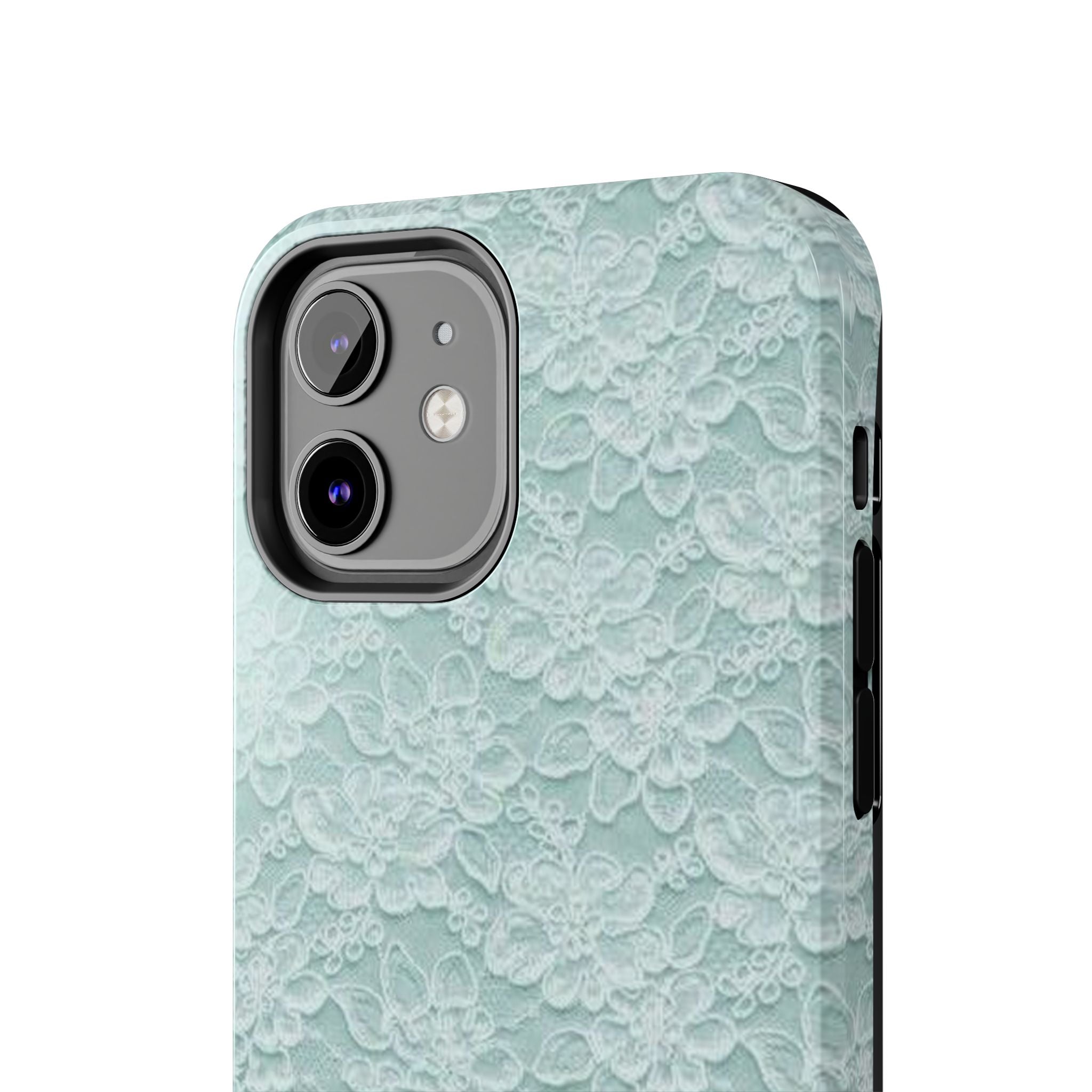 Teal Light Blue Lace Print Pattern Phone Case