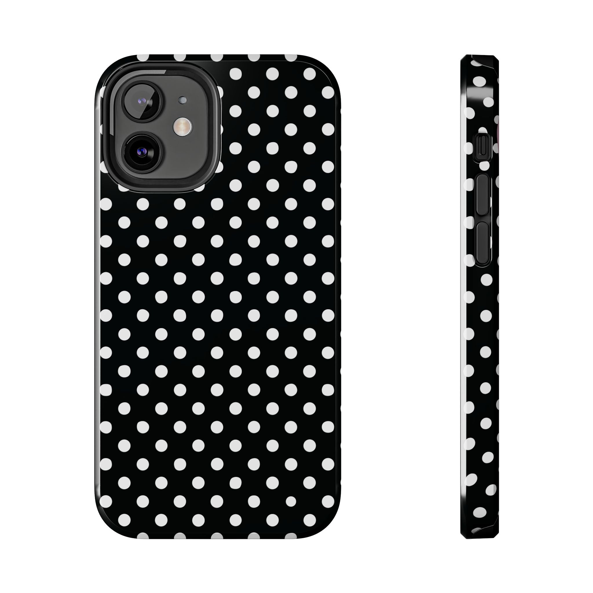 Black and White Polka Dot Phone Case  - Tough Impact-Resistant Case
