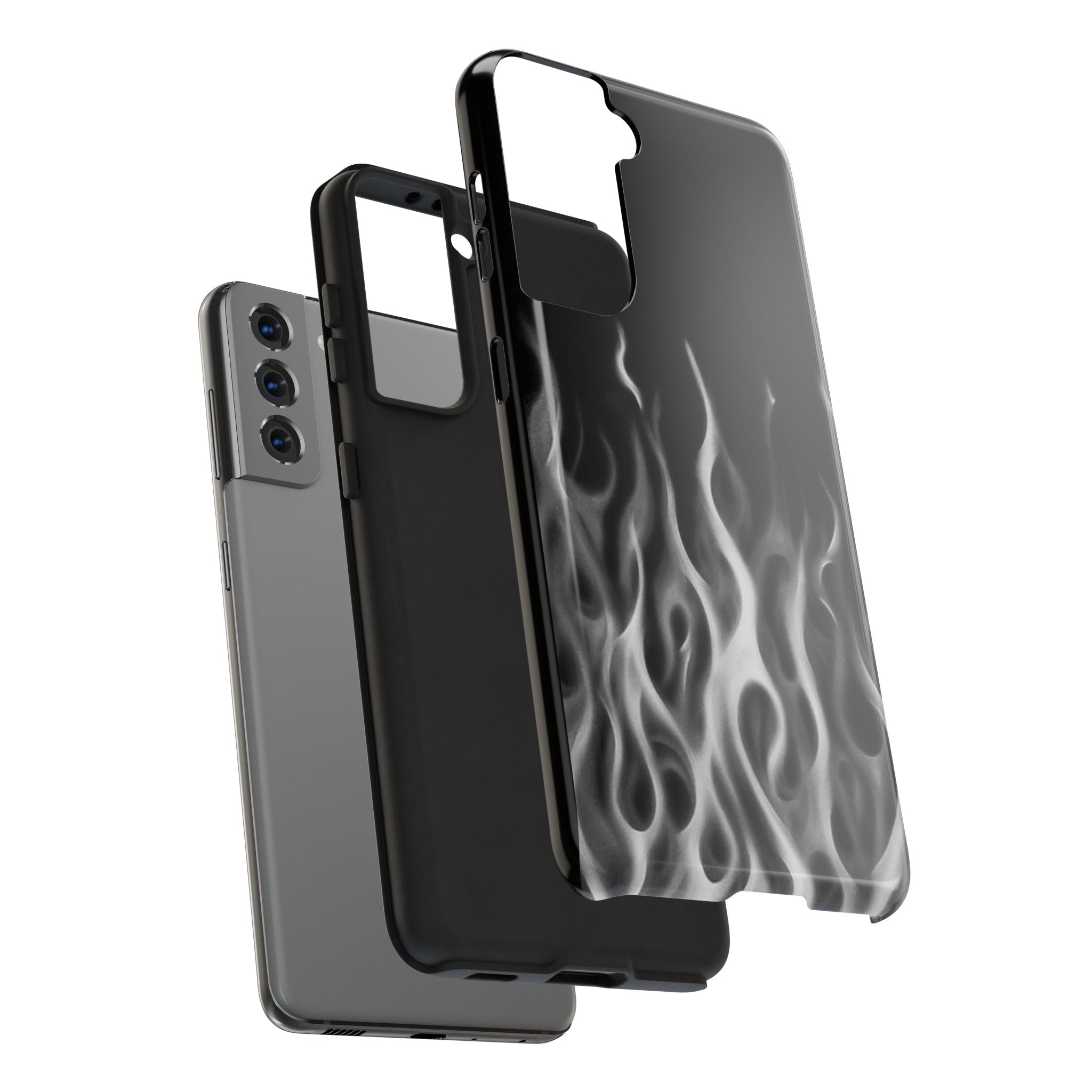 White Airbrush Flames Phone Case  - Tough Impact-Resistant Case