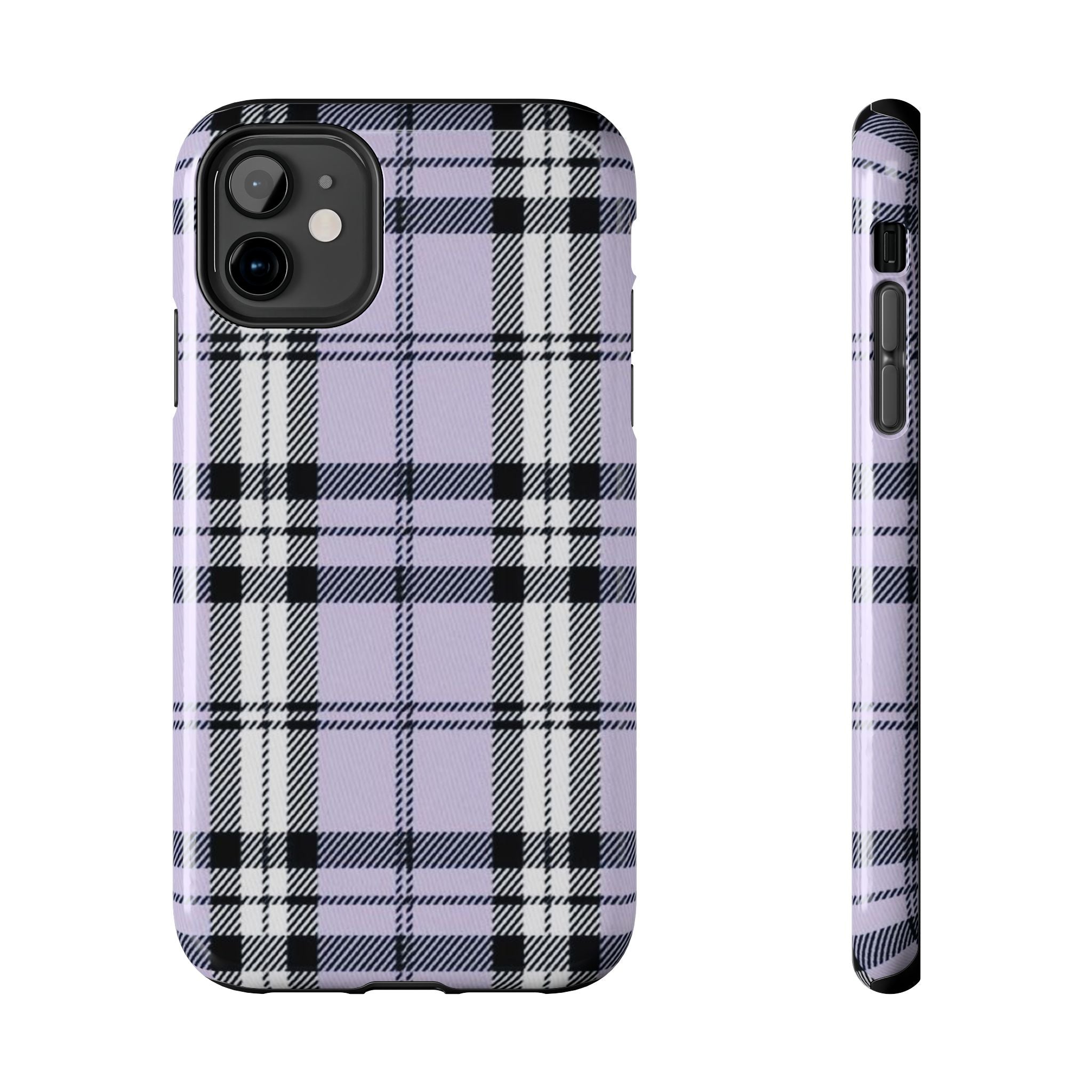 Lavender Light Purple Gingham Plaid Phone Case  - Tough Impact-Resistant Case