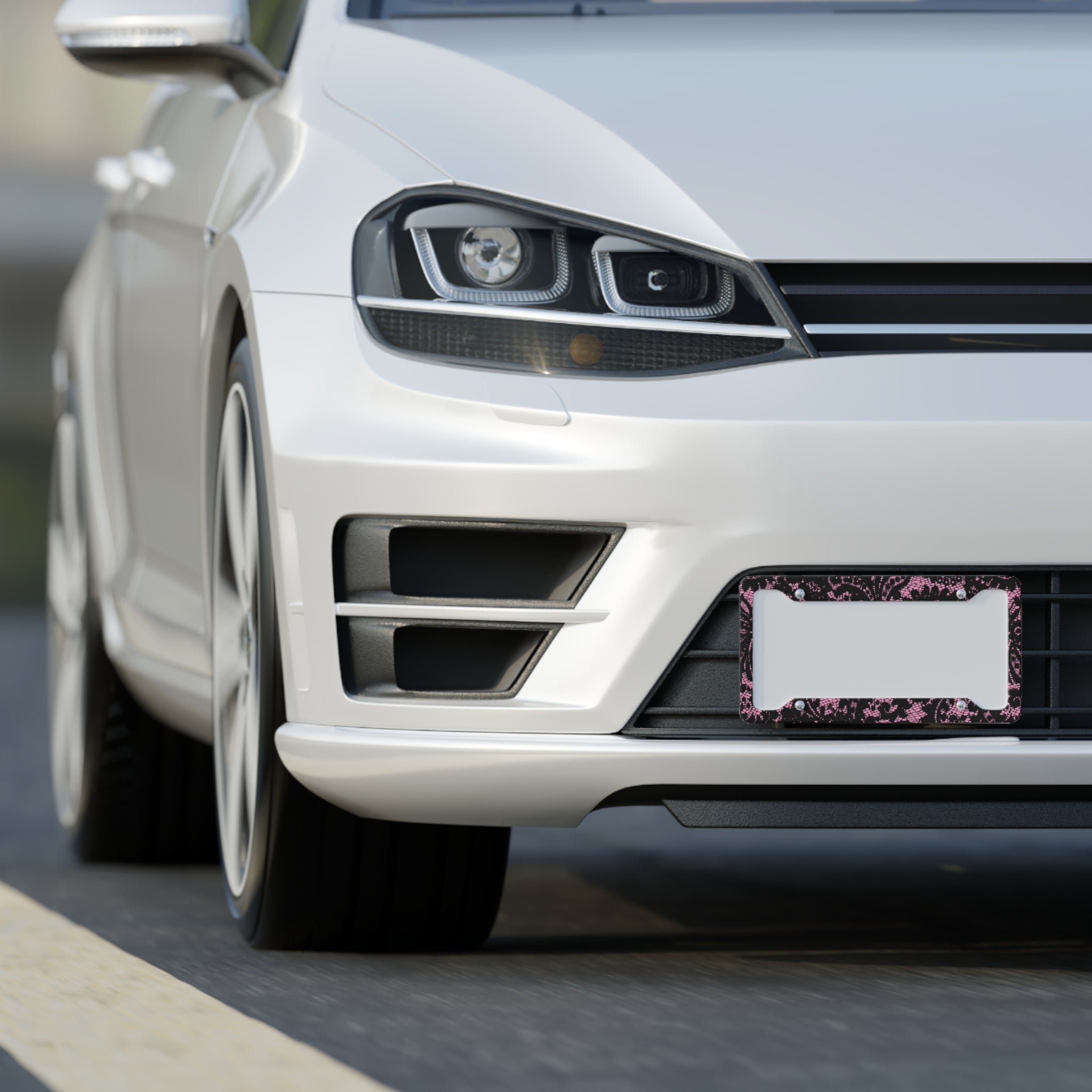 Lace Pink and Black License Plate Frame - Cute Design Car Frame