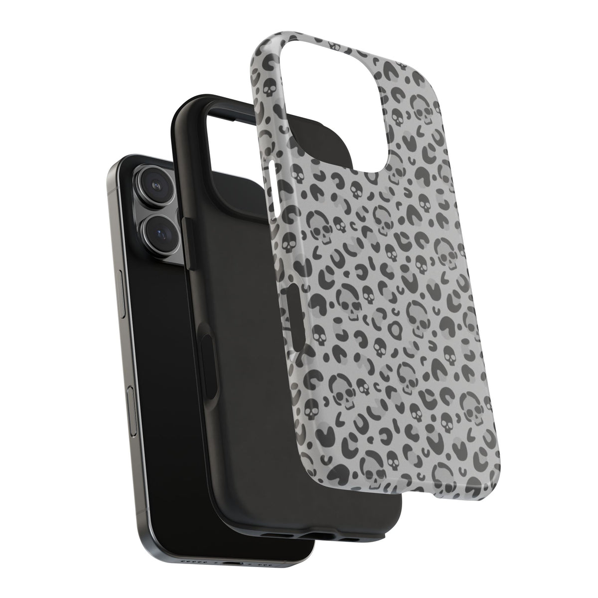 Skull Cheetah Grey Leopard Phone Case