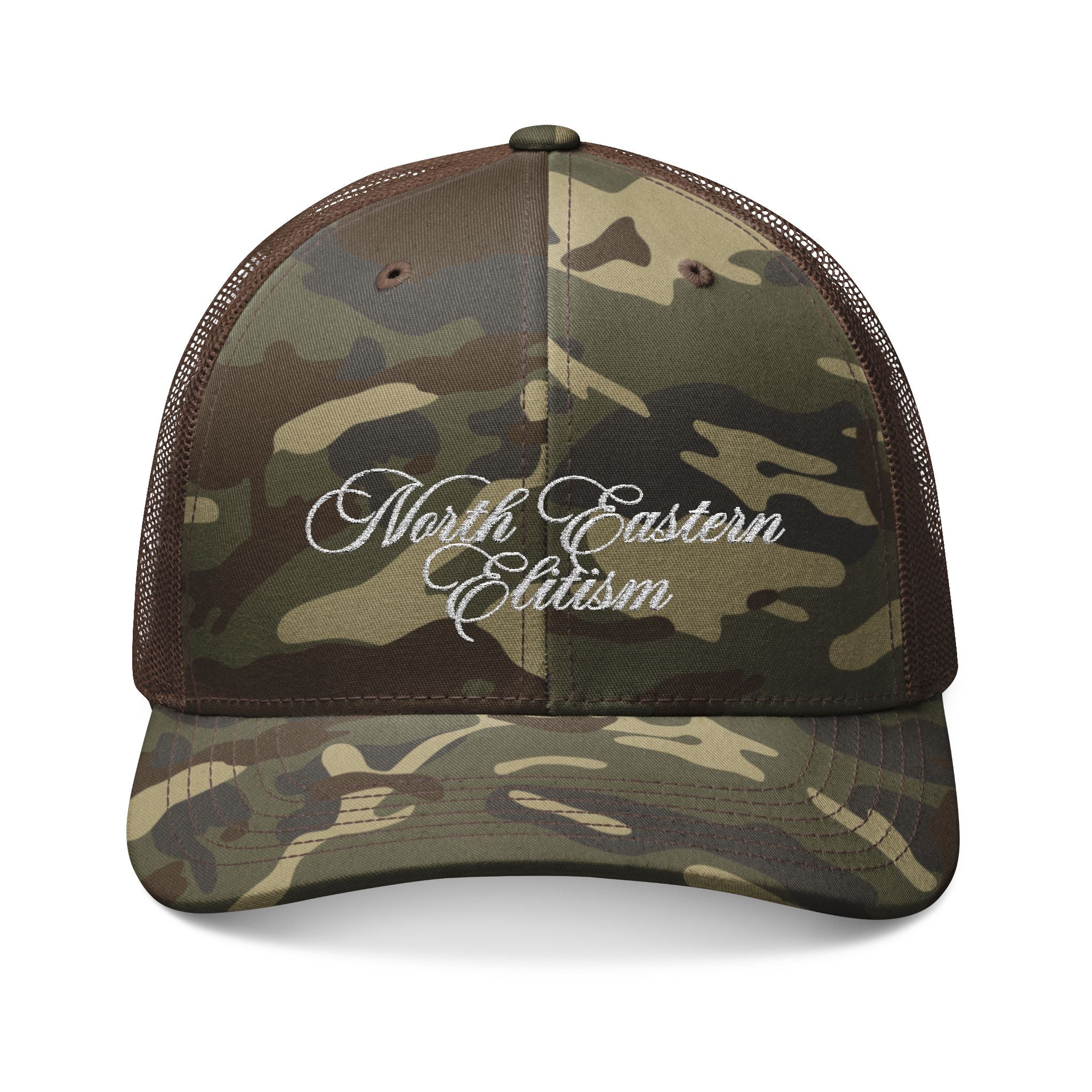CAMO NORTH EASTERN ELITISM HAT SCRIPT TEXT