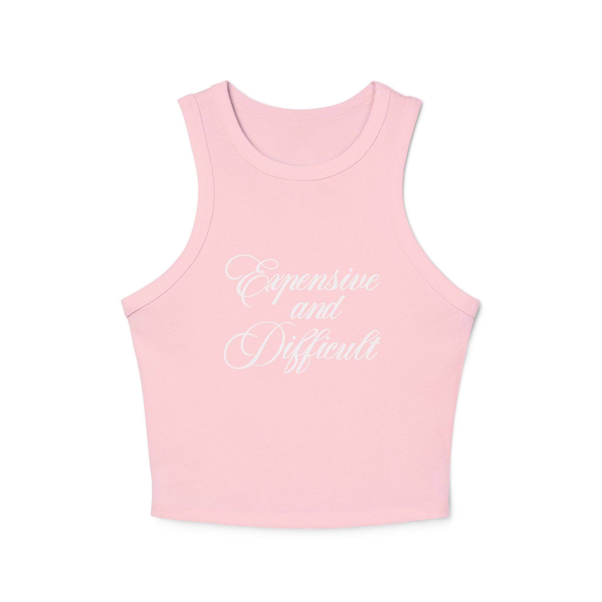 "EXPENSIVE AND DIFFICULT" Women's Micro Rib Racer Tank Top