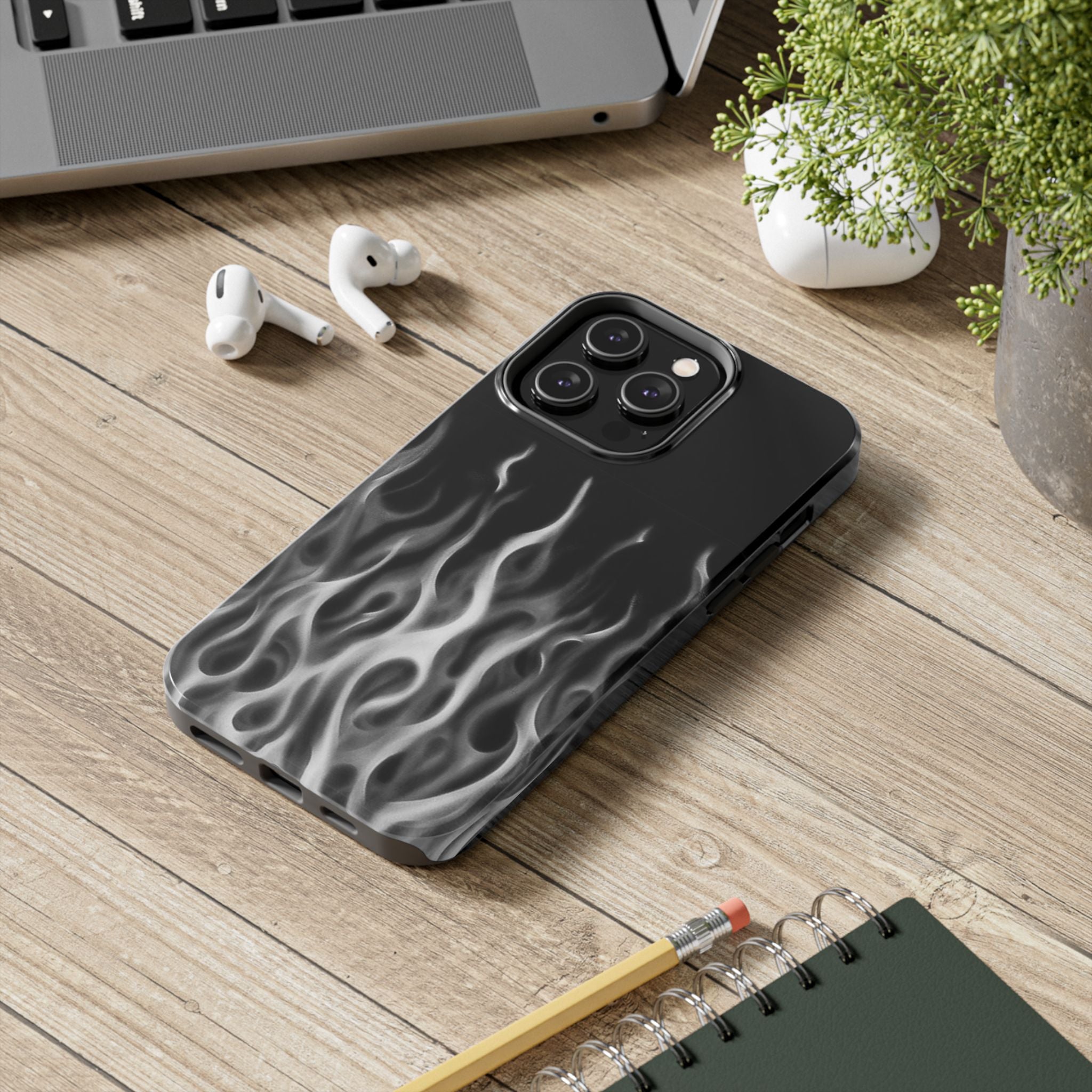 White Airbrush Flames Phone Case  - Tough Impact-Resistant Case