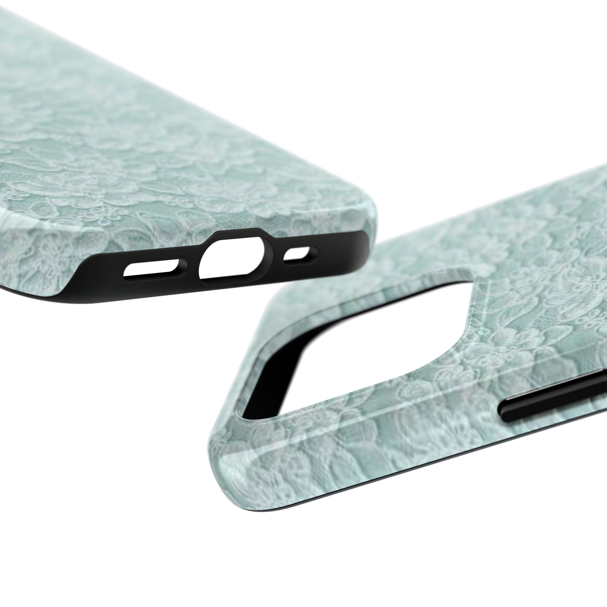 Teal Light Blue Lace Print Pattern Phone Case