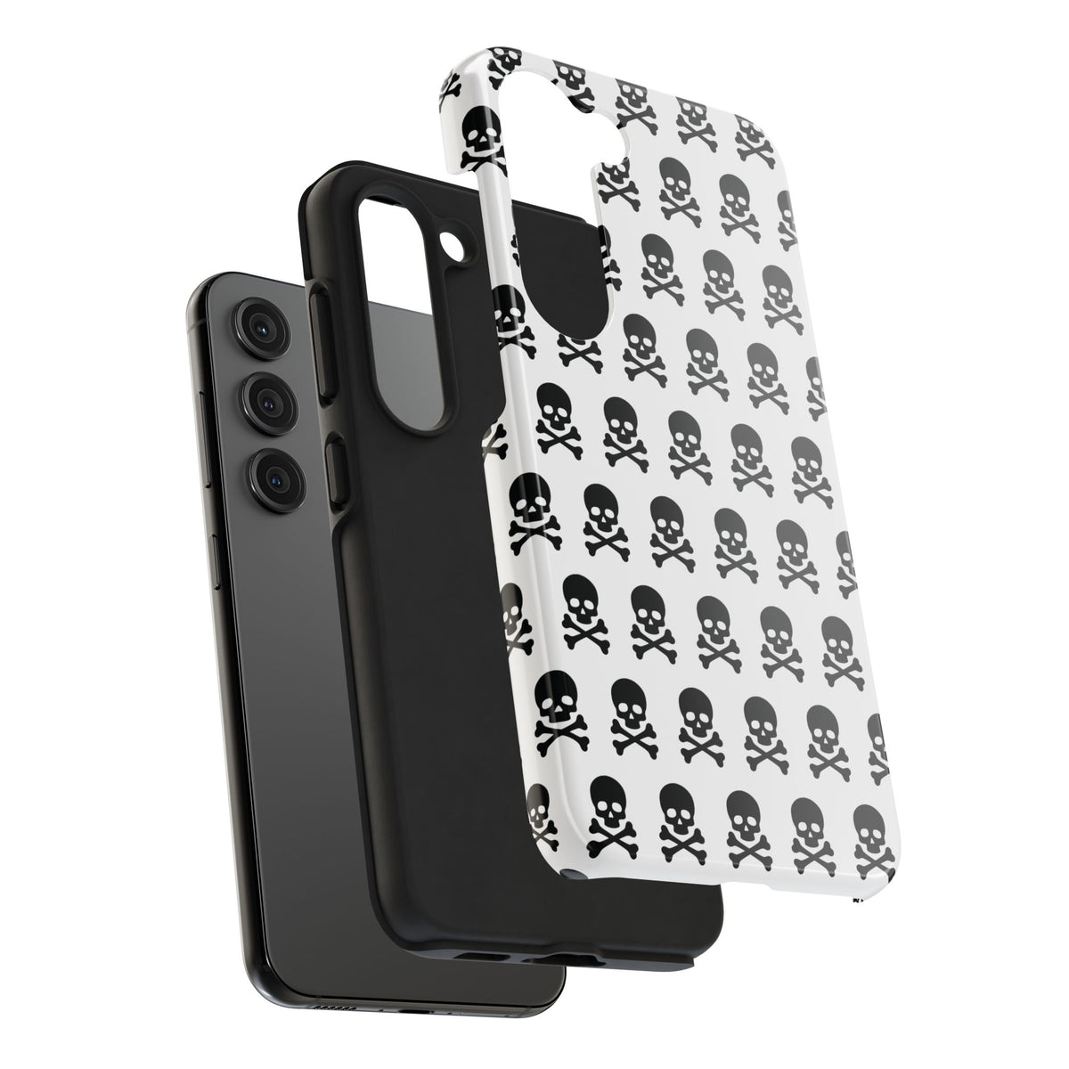 White Punk Skull Print Phone Case