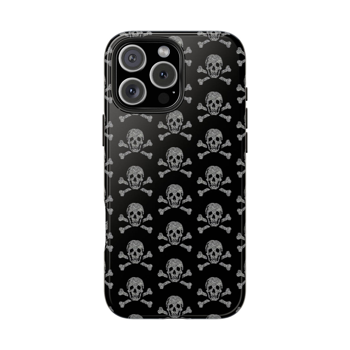 Silver Skull Print Phone Case  - Tough Impact-Resistant Case