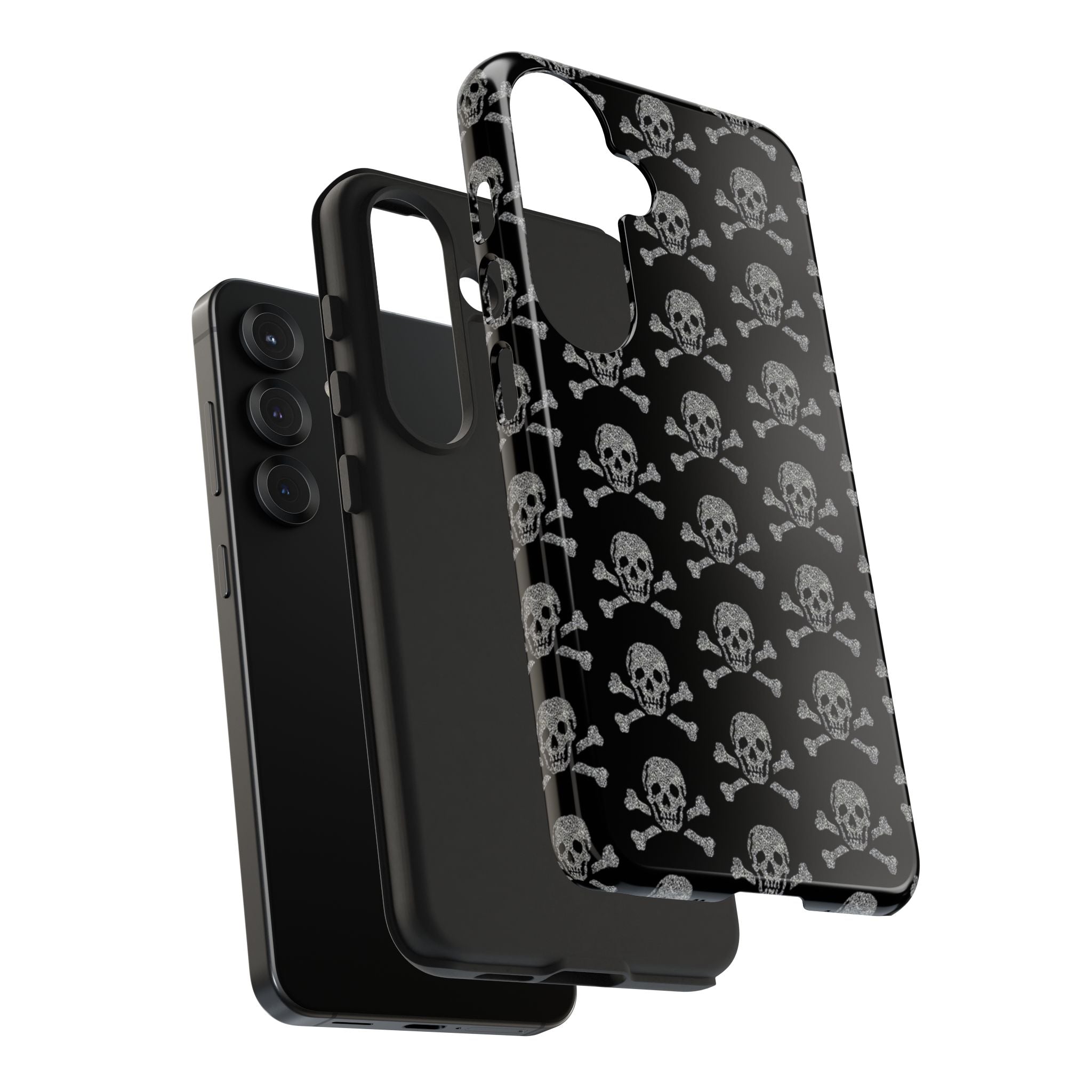 Silver Skull Print Phone Case  - Tough Impact-Resistant Case