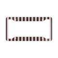 Striped Pink and Black License Plate Frame - Cute Design Car Frame
