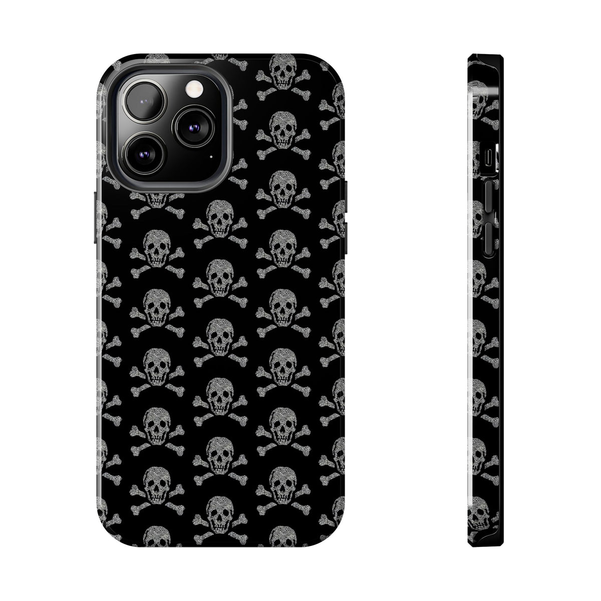 Silver Skull Print Phone Case  - Tough Impact-Resistant Case