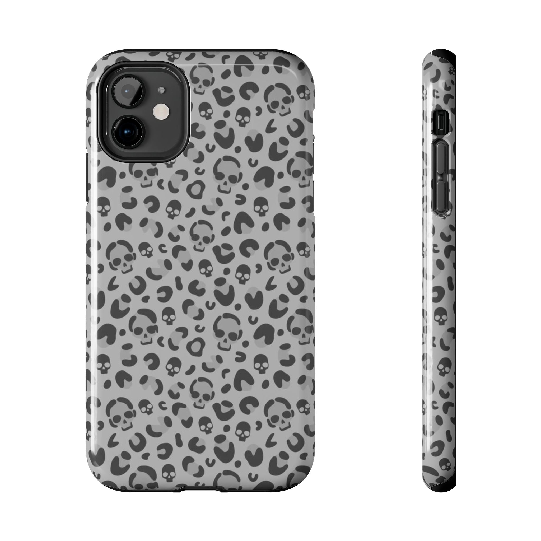Skull Cheetah Grey Leopard Phone Case
