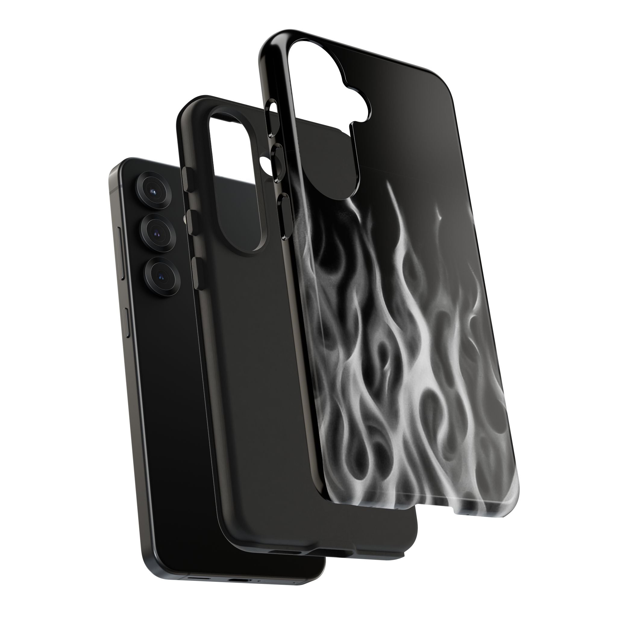 White Airbrush Flames Phone Case  - Tough Impact-Resistant Case