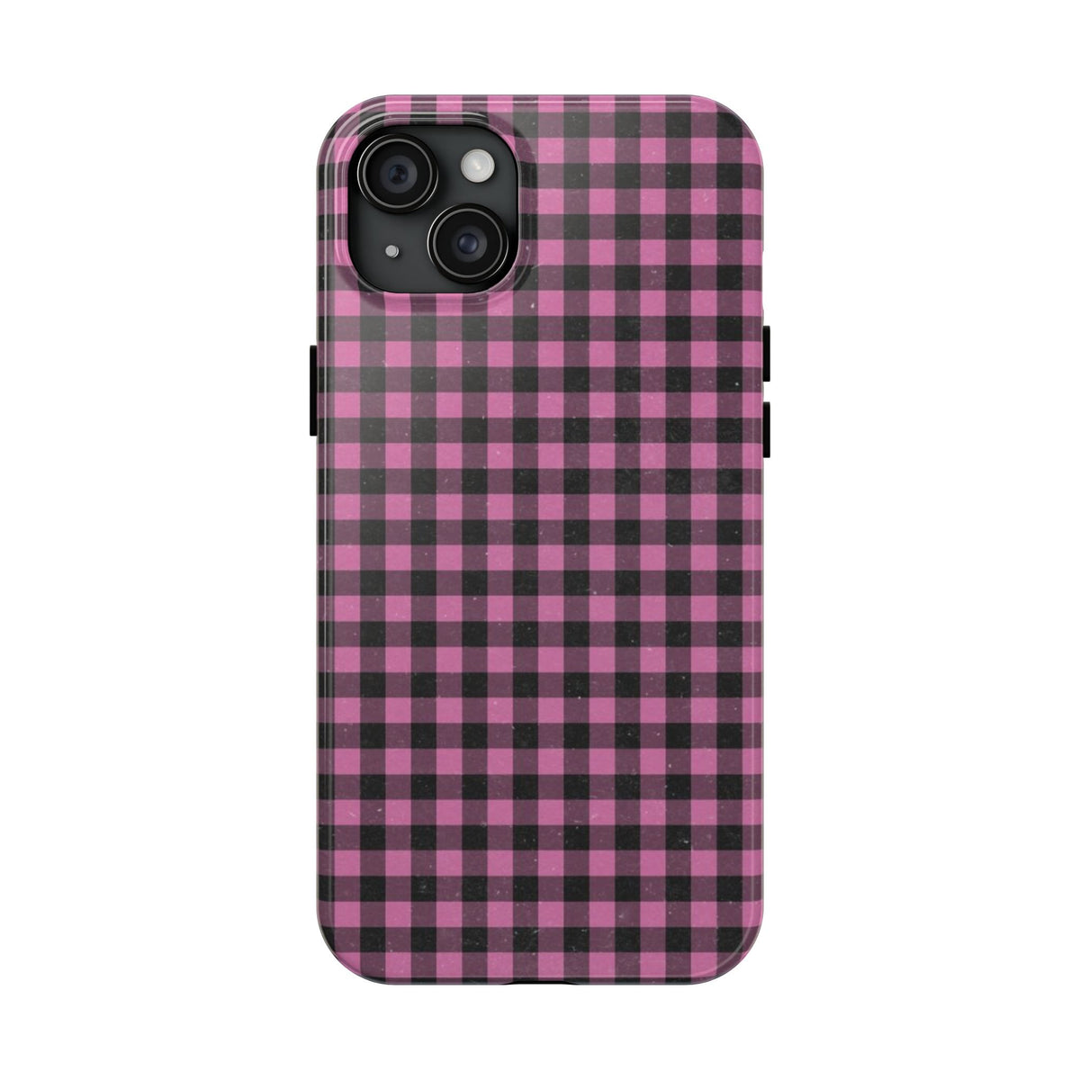 Pink and Black Faded Gingham Plaid Phone Case
