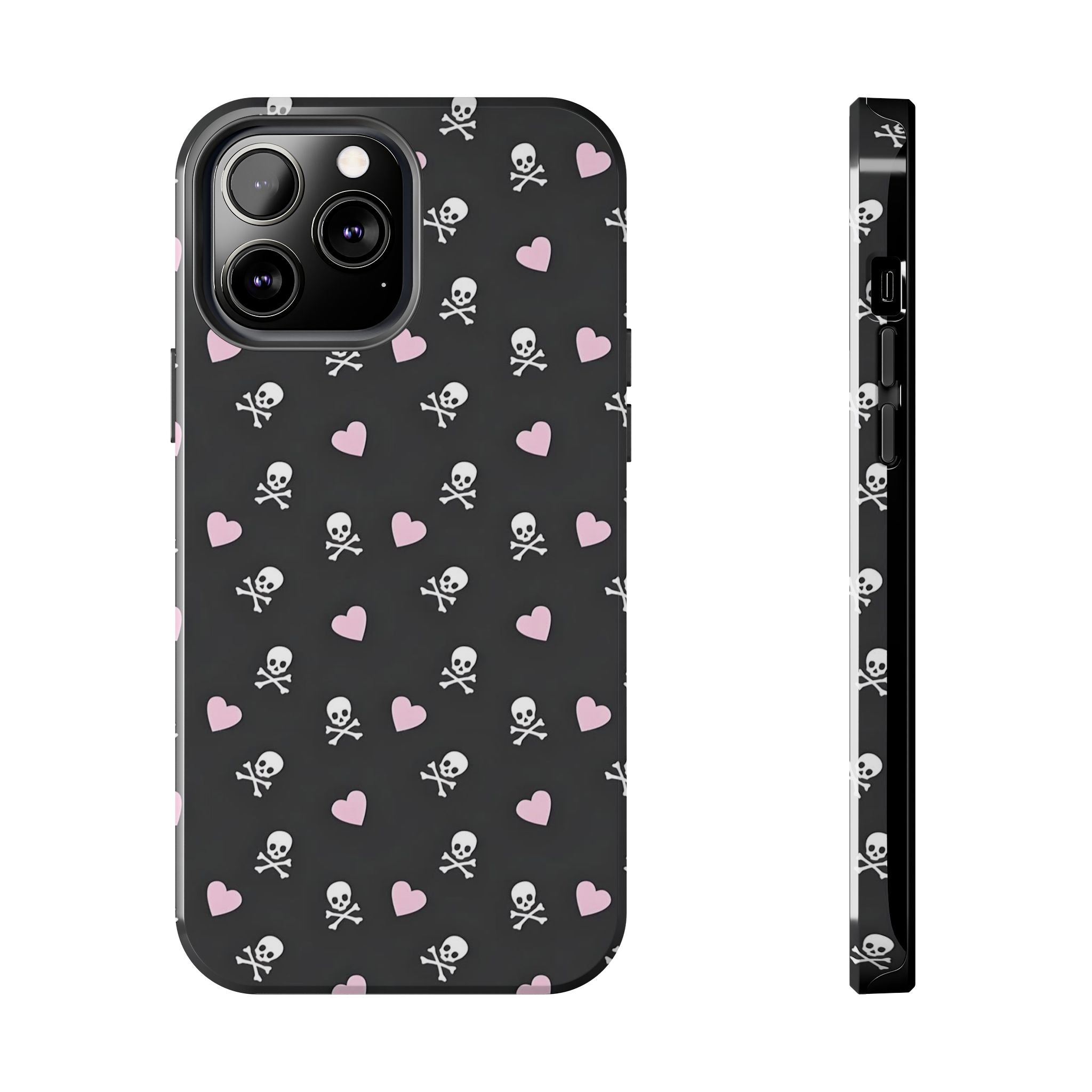 Cute Skulls and Hearts Phone Case  - Tough Impact-Resistant Case