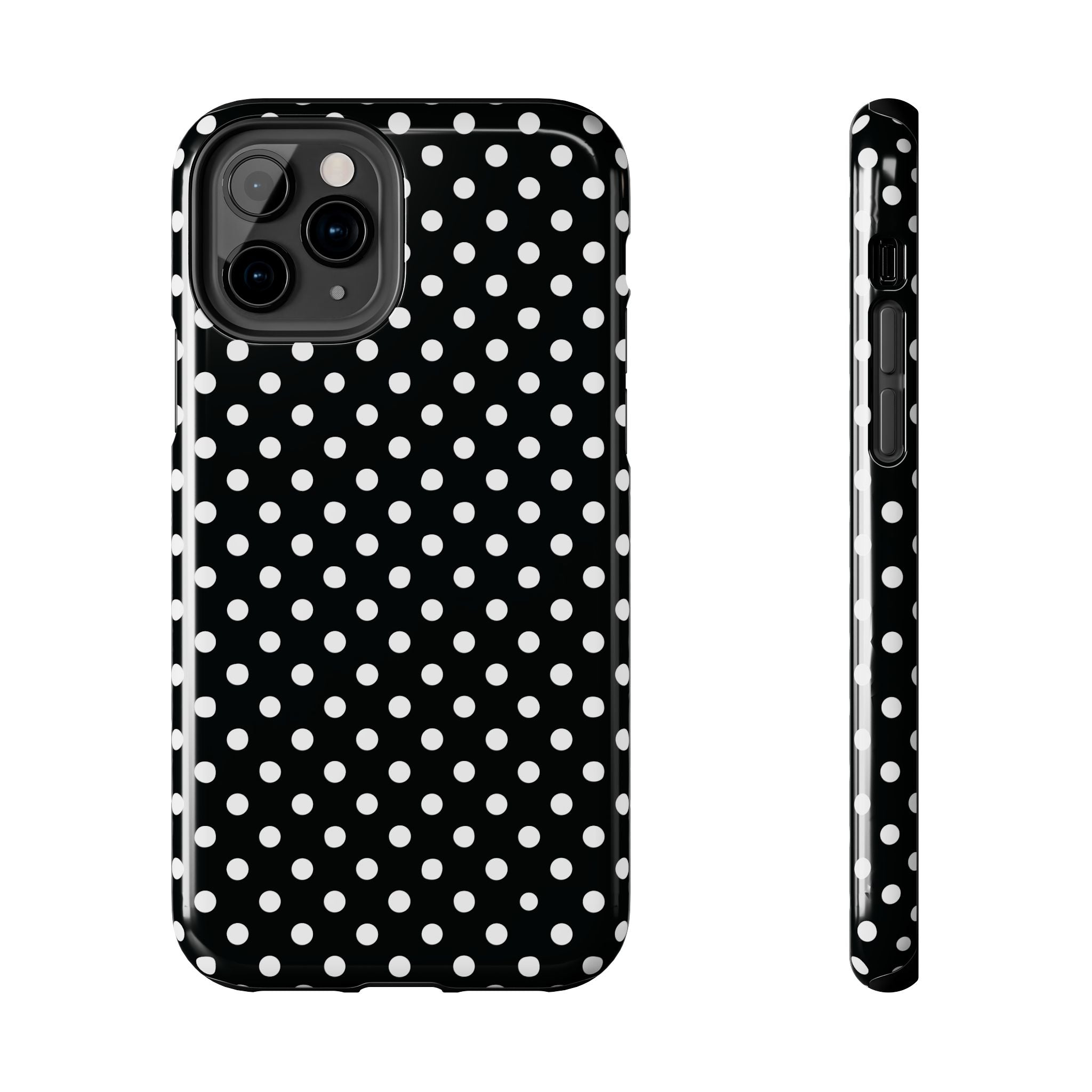 Black and White Polka Dot Phone Case  - Tough Impact-Resistant Case