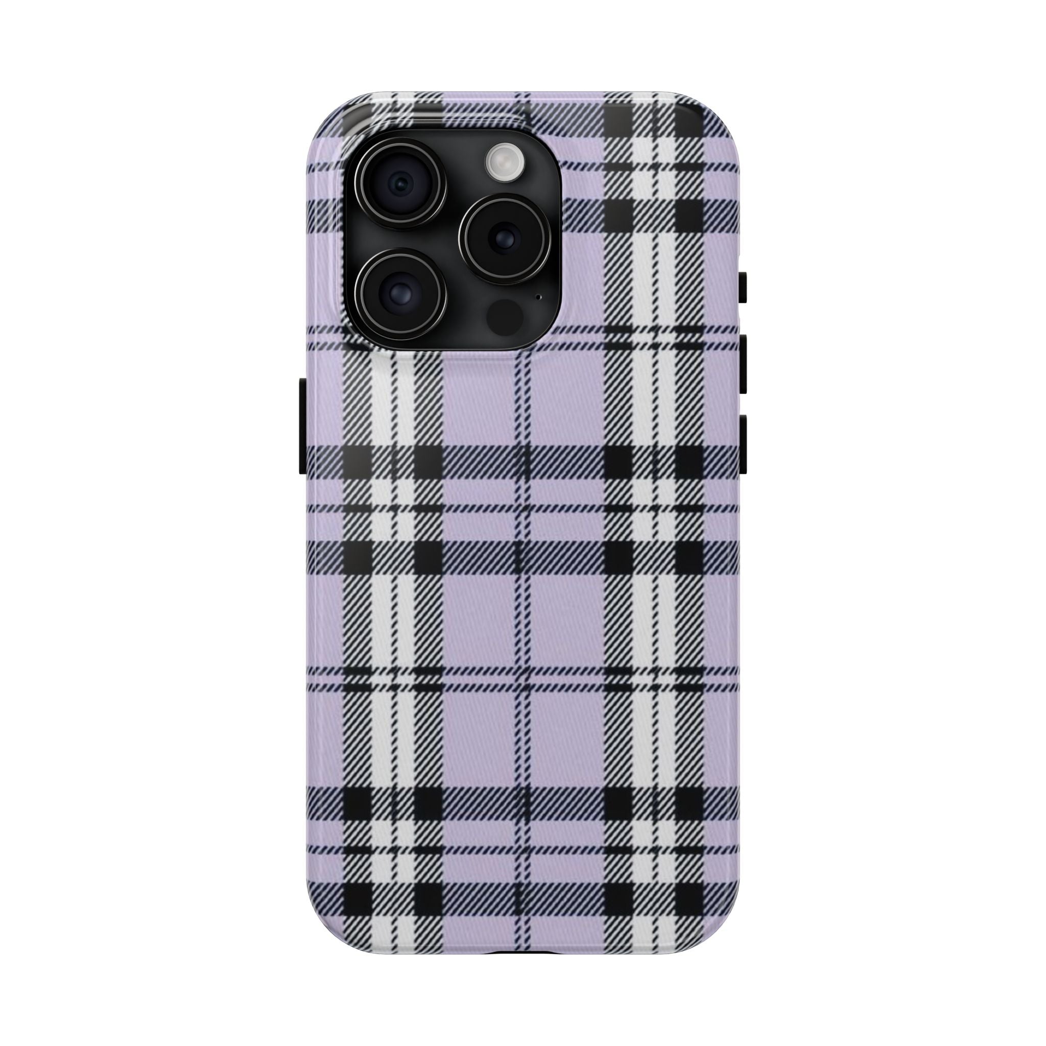 Lavender Light Purple Gingham Plaid Phone Case  - Tough Impact-Resistant Case