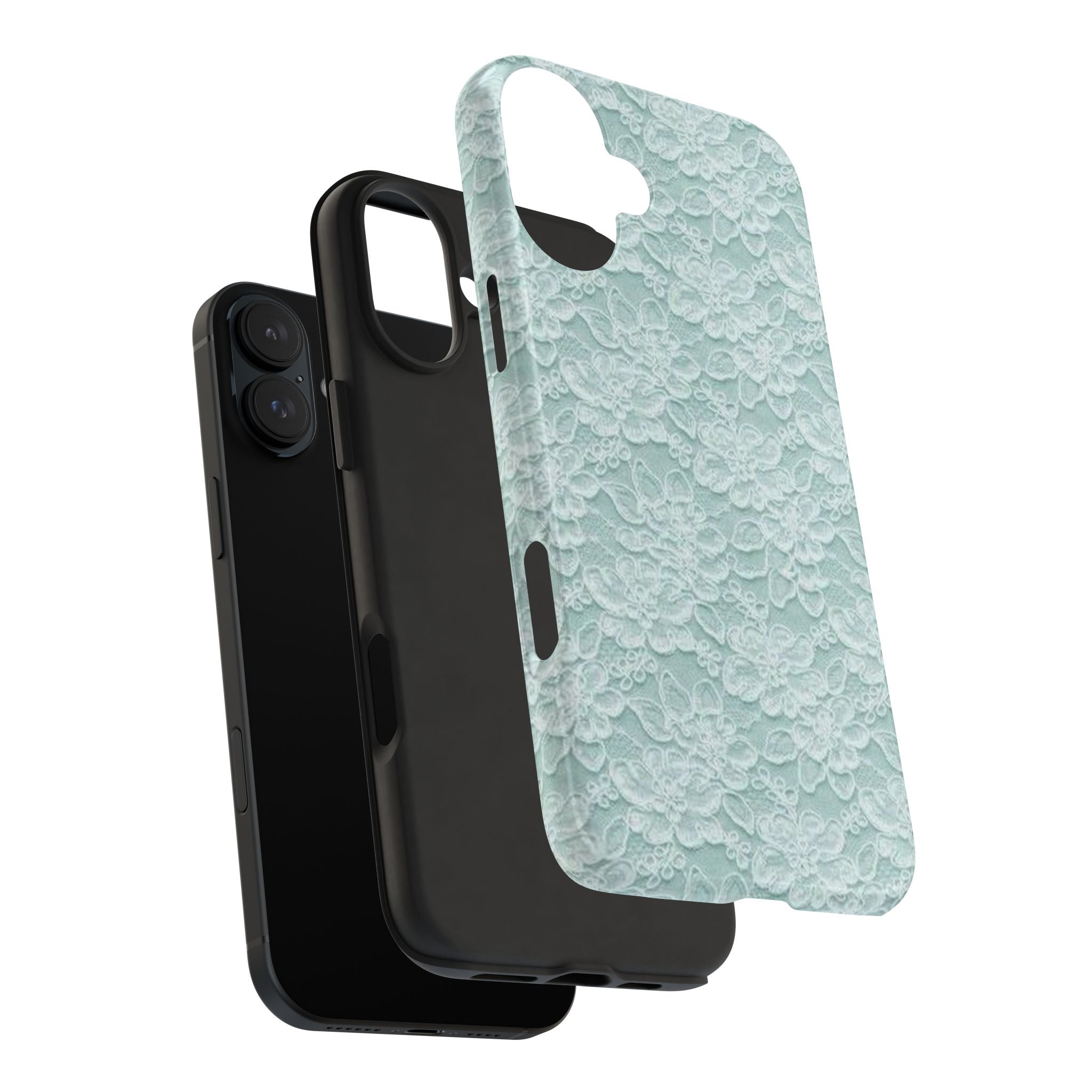 Teal Light Blue Lace Print Pattern Phone Case