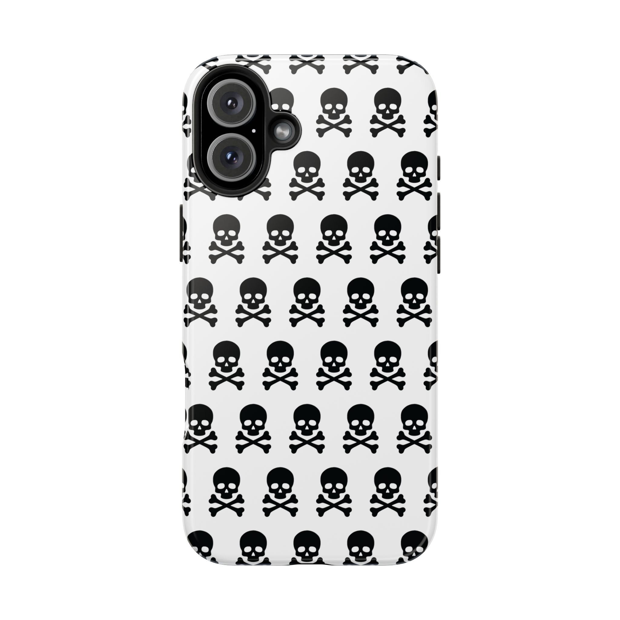 White Punk Skull Print Phone Case