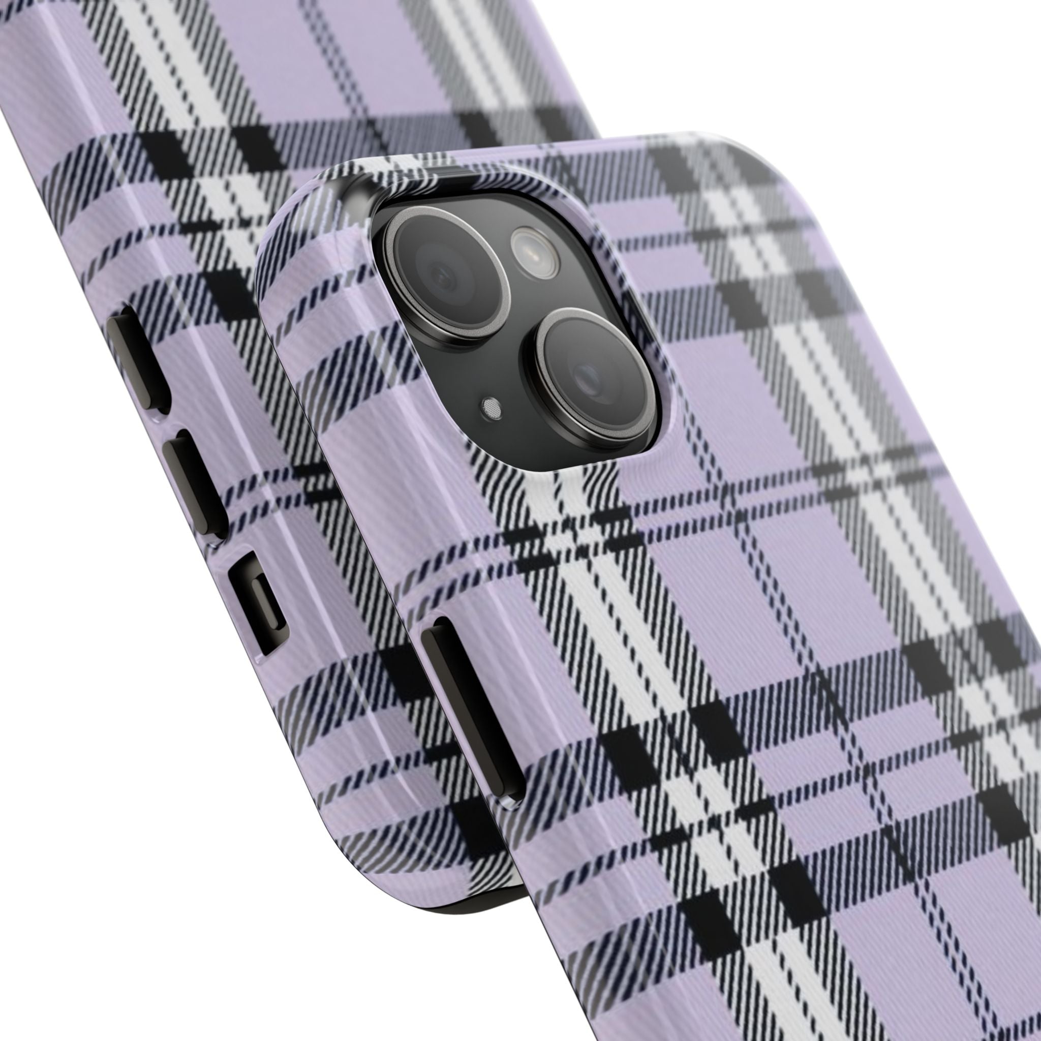 Lavender Light Purple Gingham Plaid Phone Case  - Tough Impact-Resistant Case