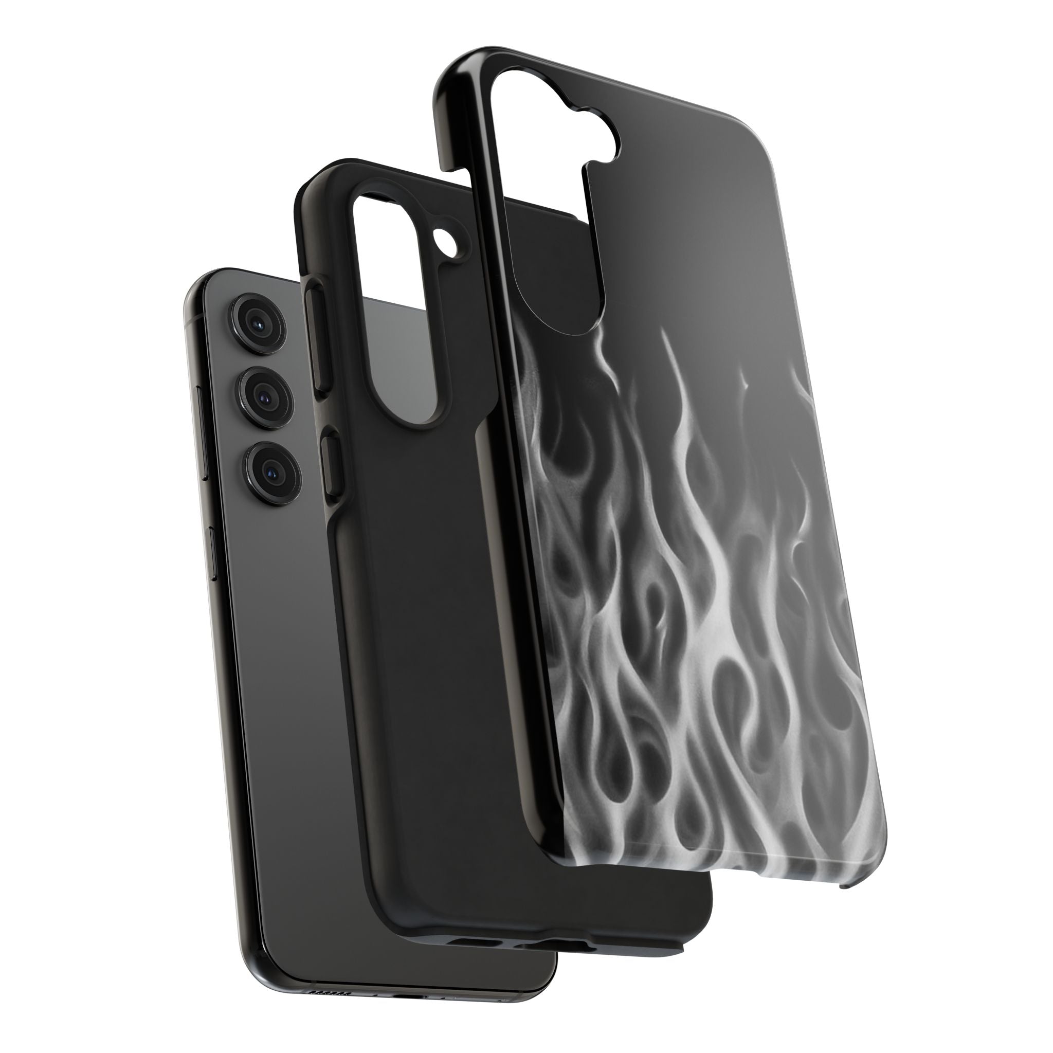 White Airbrush Flames Phone Case  - Tough Impact-Resistant Case