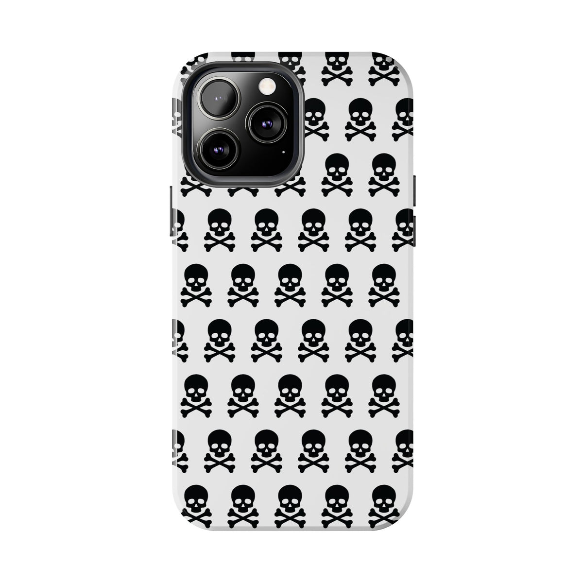 White Punk Skull Print Phone Case