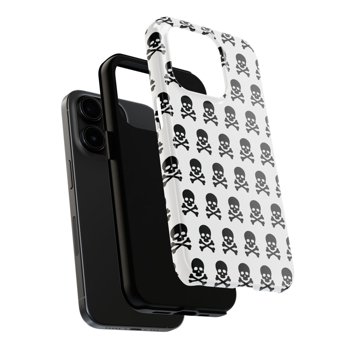 White Punk Skull Print Phone Case
