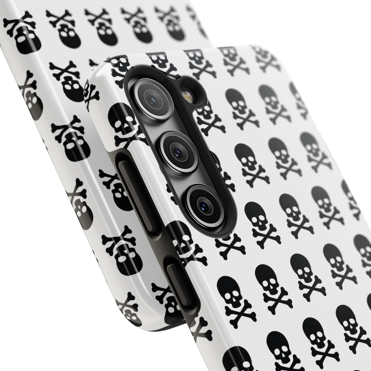 White Punk Skull Print Phone Case