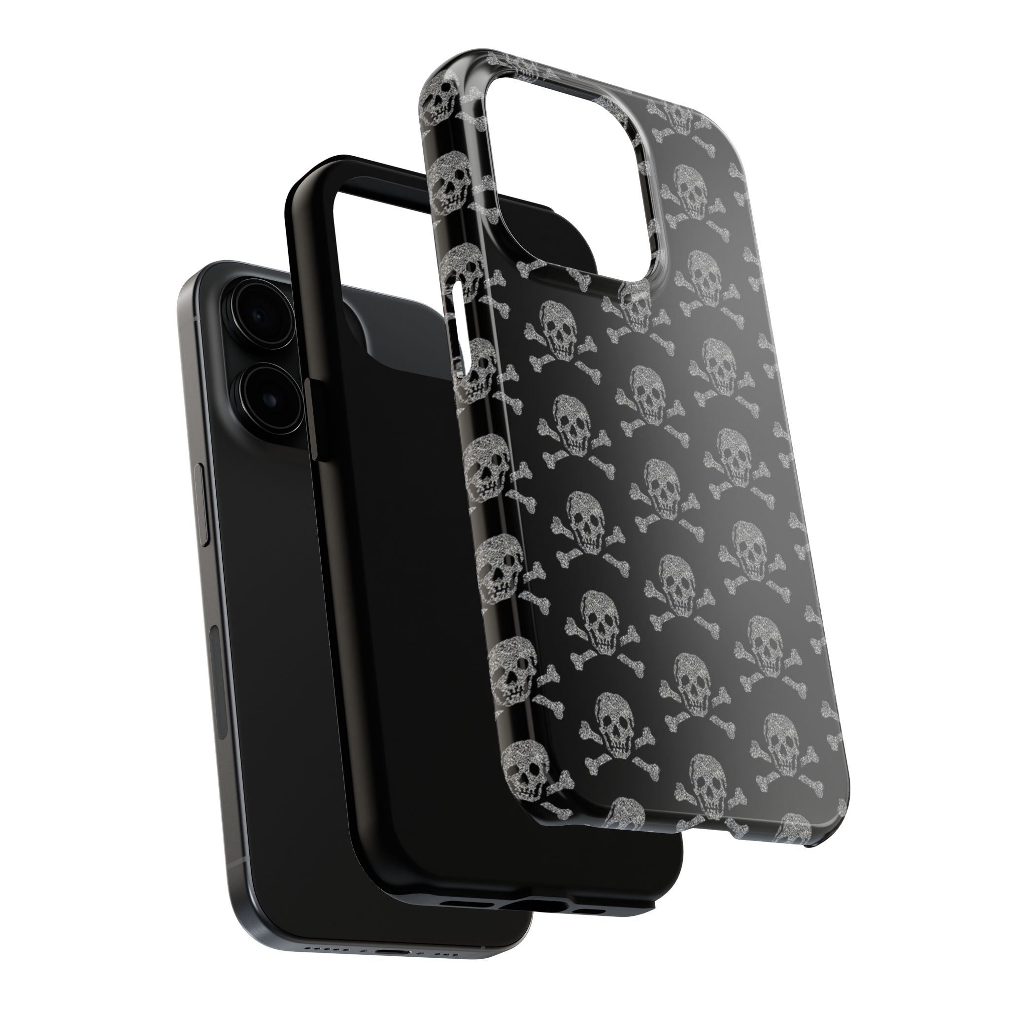 Silver Skull Print Phone Case  - Tough Impact-Resistant Case