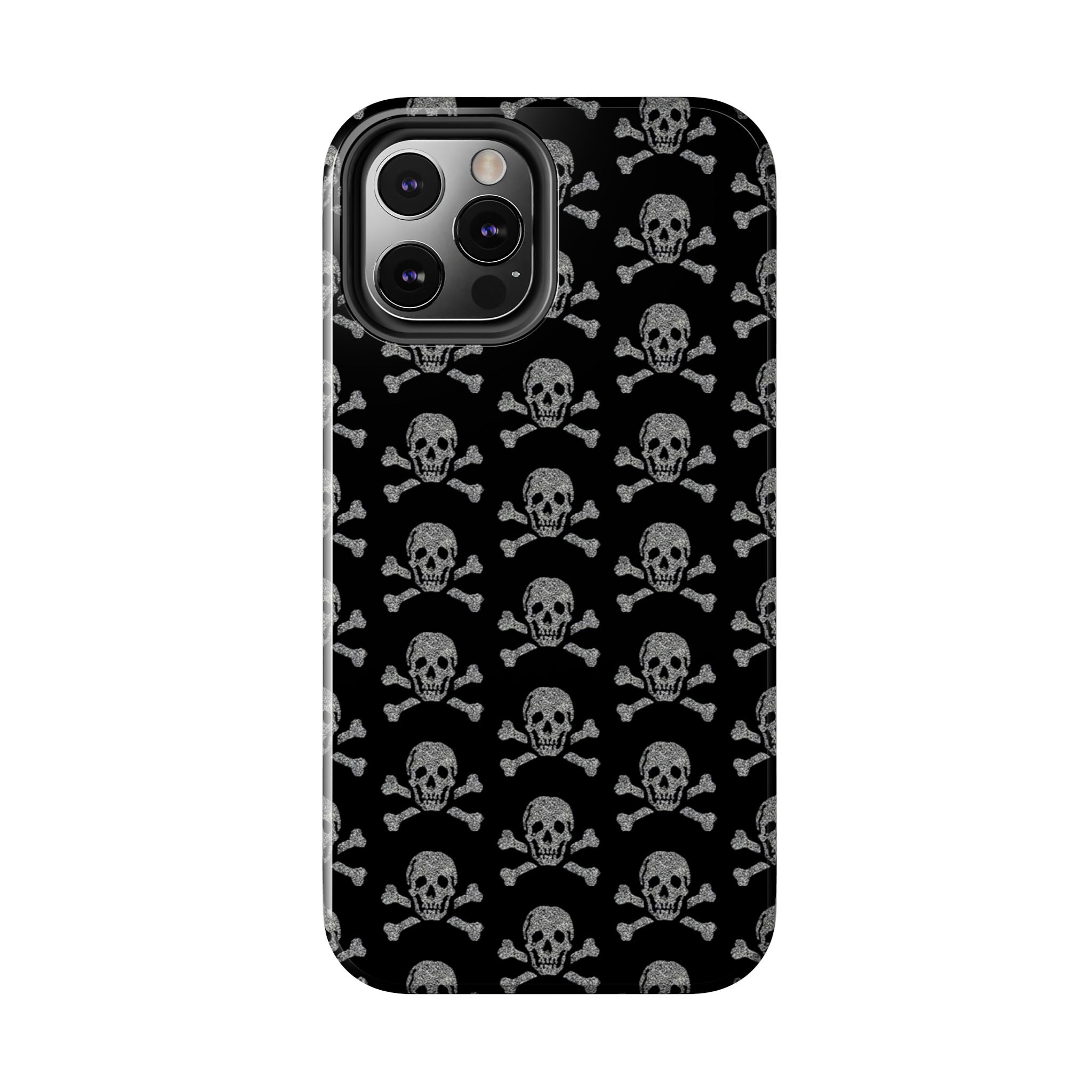 Silver Skull Print Phone Case  - Tough Impact-Resistant Case