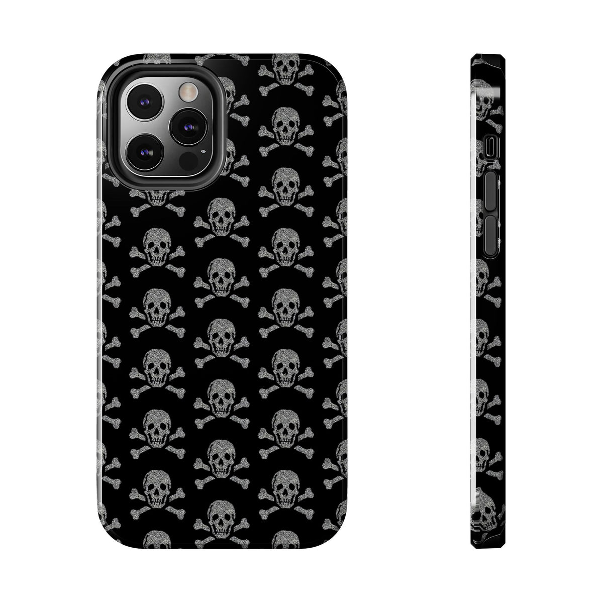 Silver Skull Print Phone Case  - Tough Impact-Resistant Case