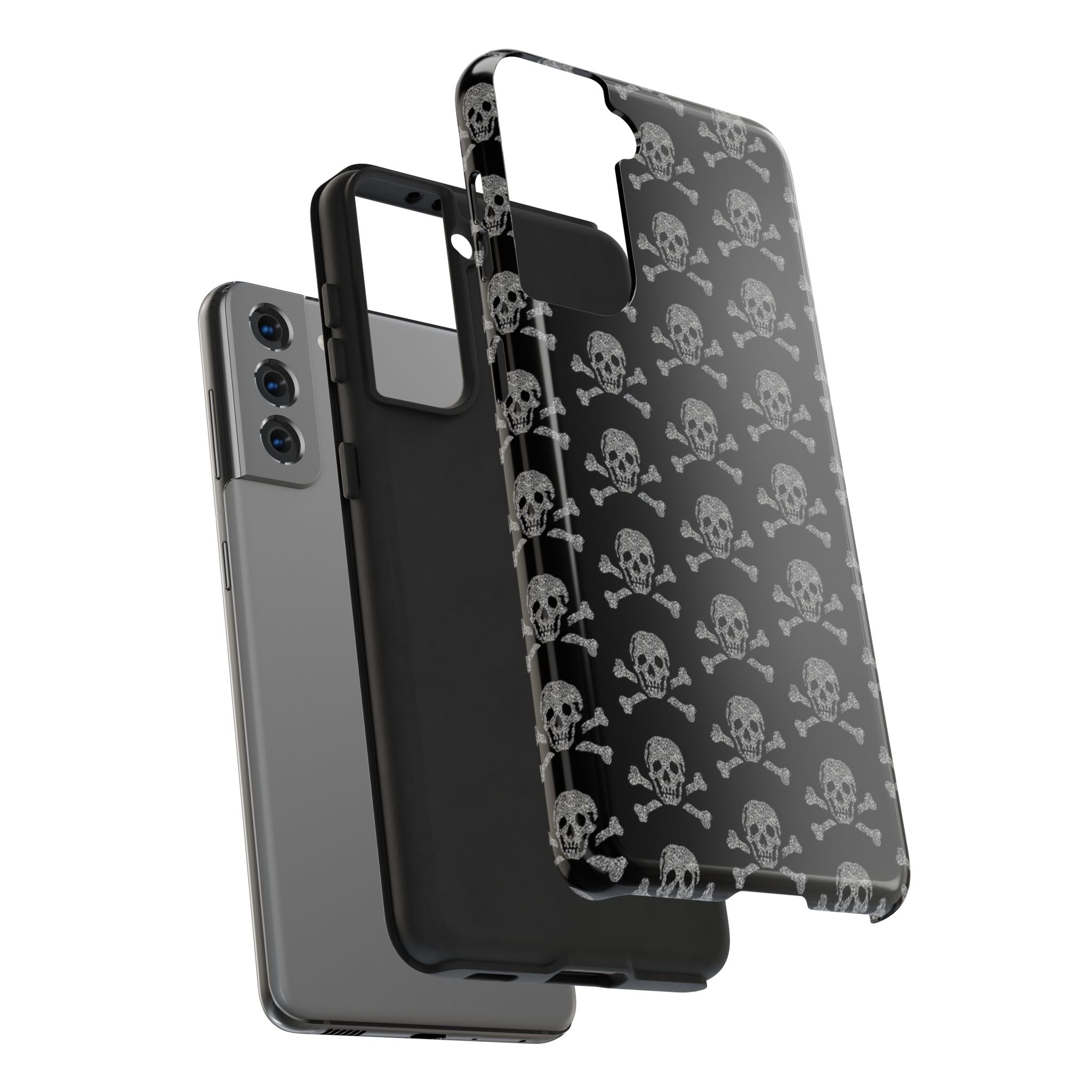 Silver Skull Print Phone Case  - Tough Impact-Resistant Case