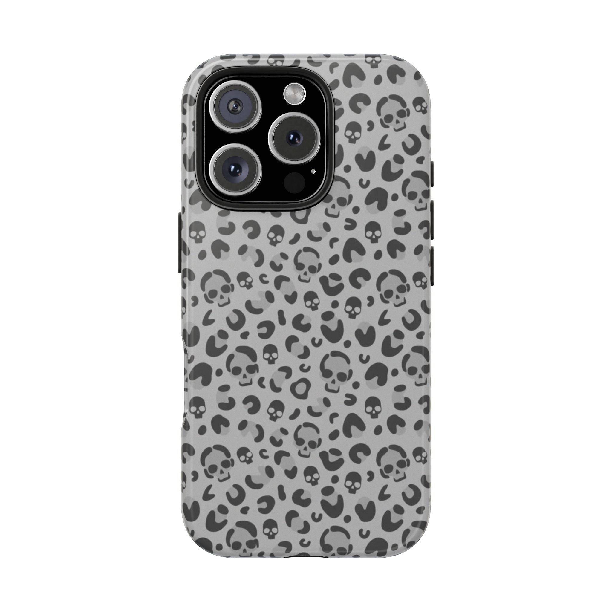 Skull Cheetah Grey Leopard Phone Case