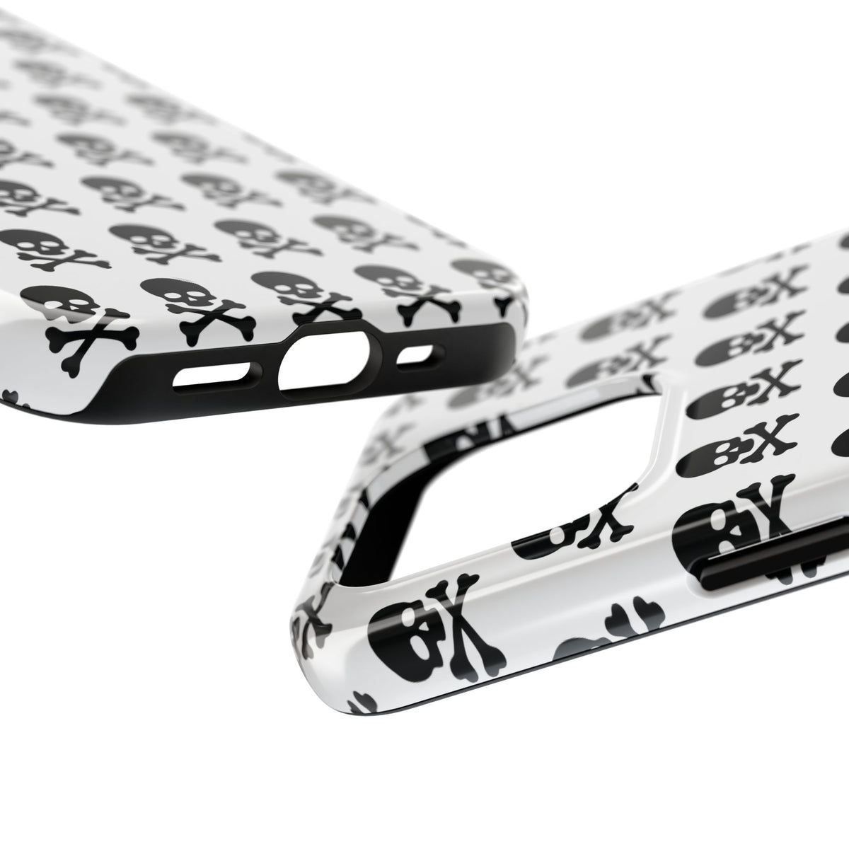 White Punk Skull Print Phone Case