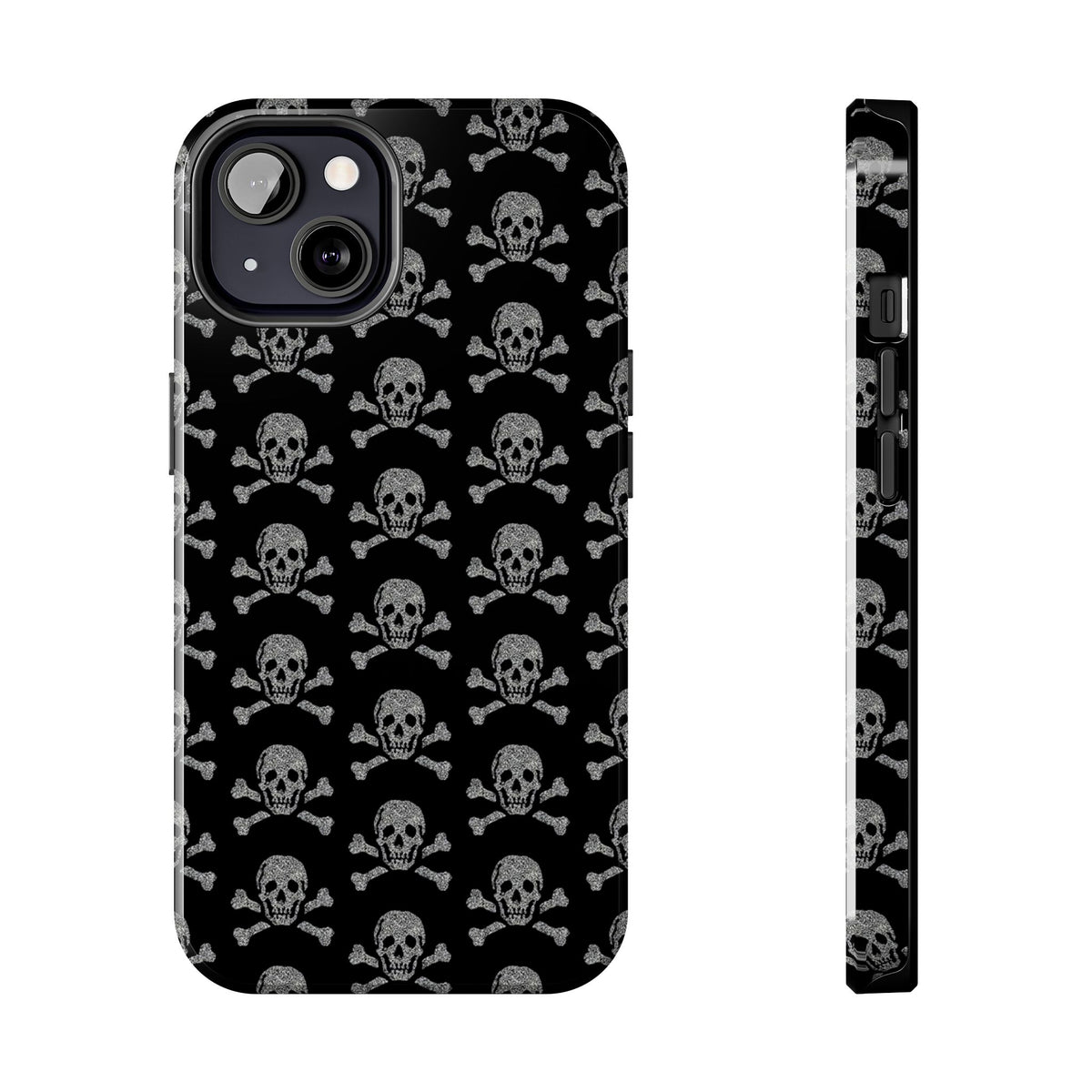 Silver Skull Print Phone Case  - Tough Impact-Resistant Case