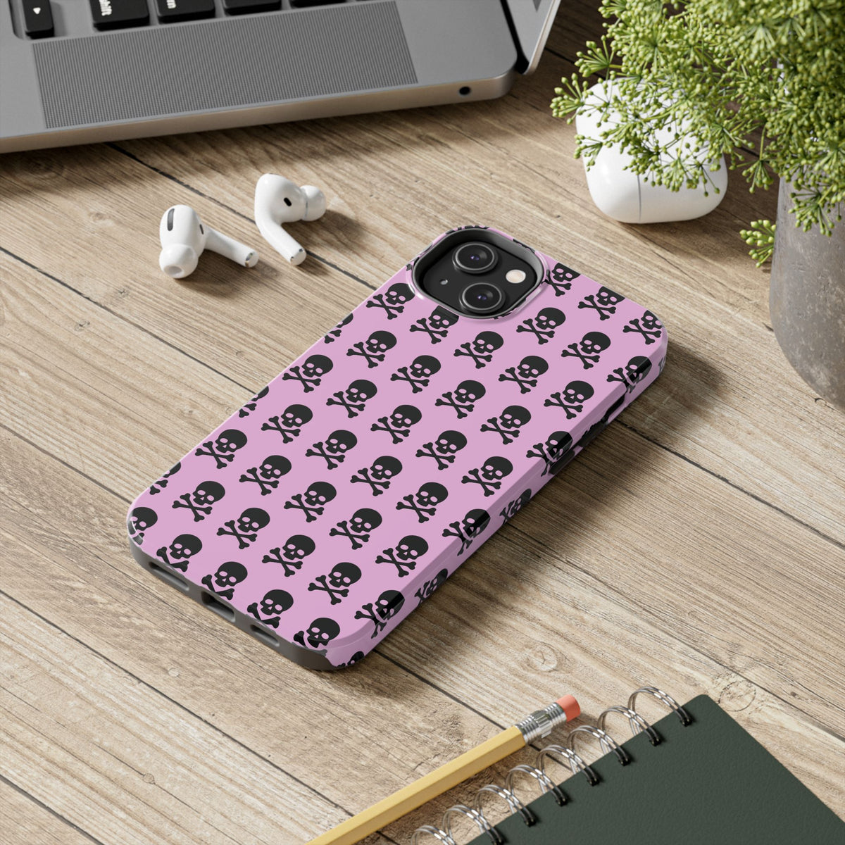Pink Punk Skull Print Phone Case