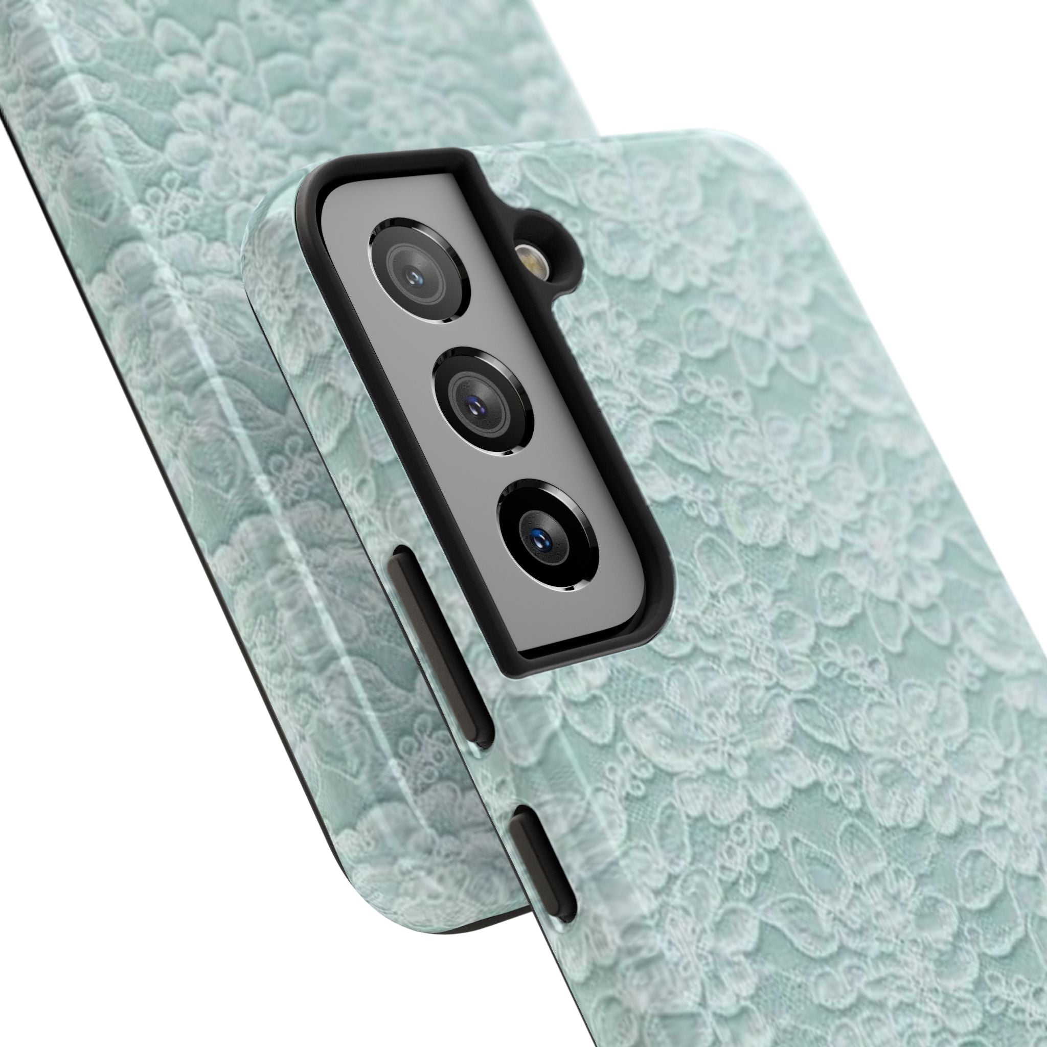 Teal Light Blue Lace Print Pattern Phone Case