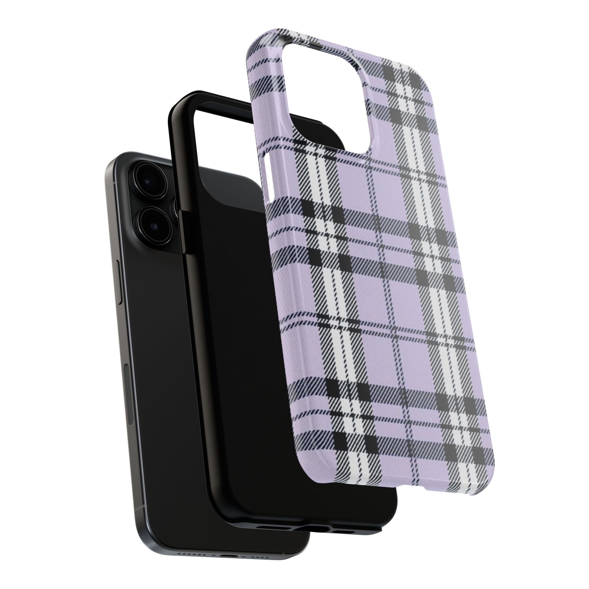 Lavender Light Purple Gingham Plaid Phone Case  - Tough Impact-Resistant Case