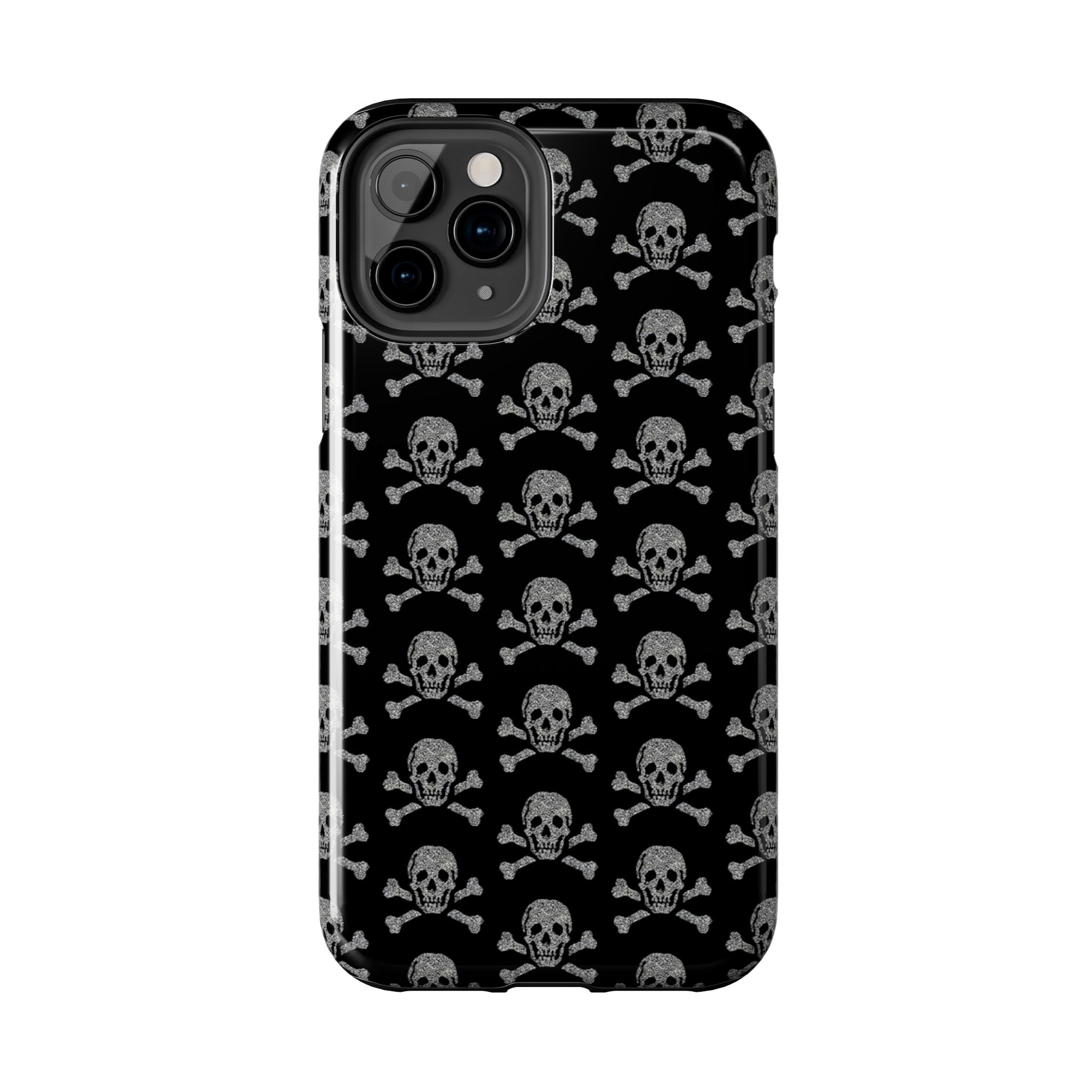Silver Skull Print Phone Case  - Tough Impact-Resistant Case