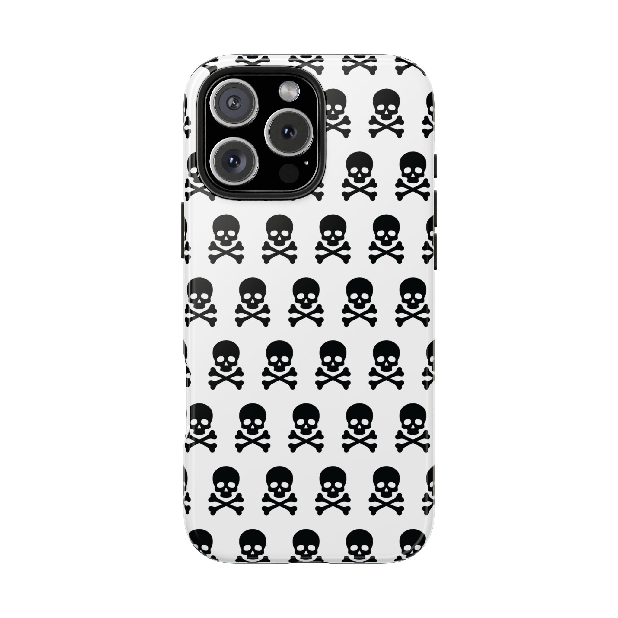 White Punk Skull Print Phone Case
