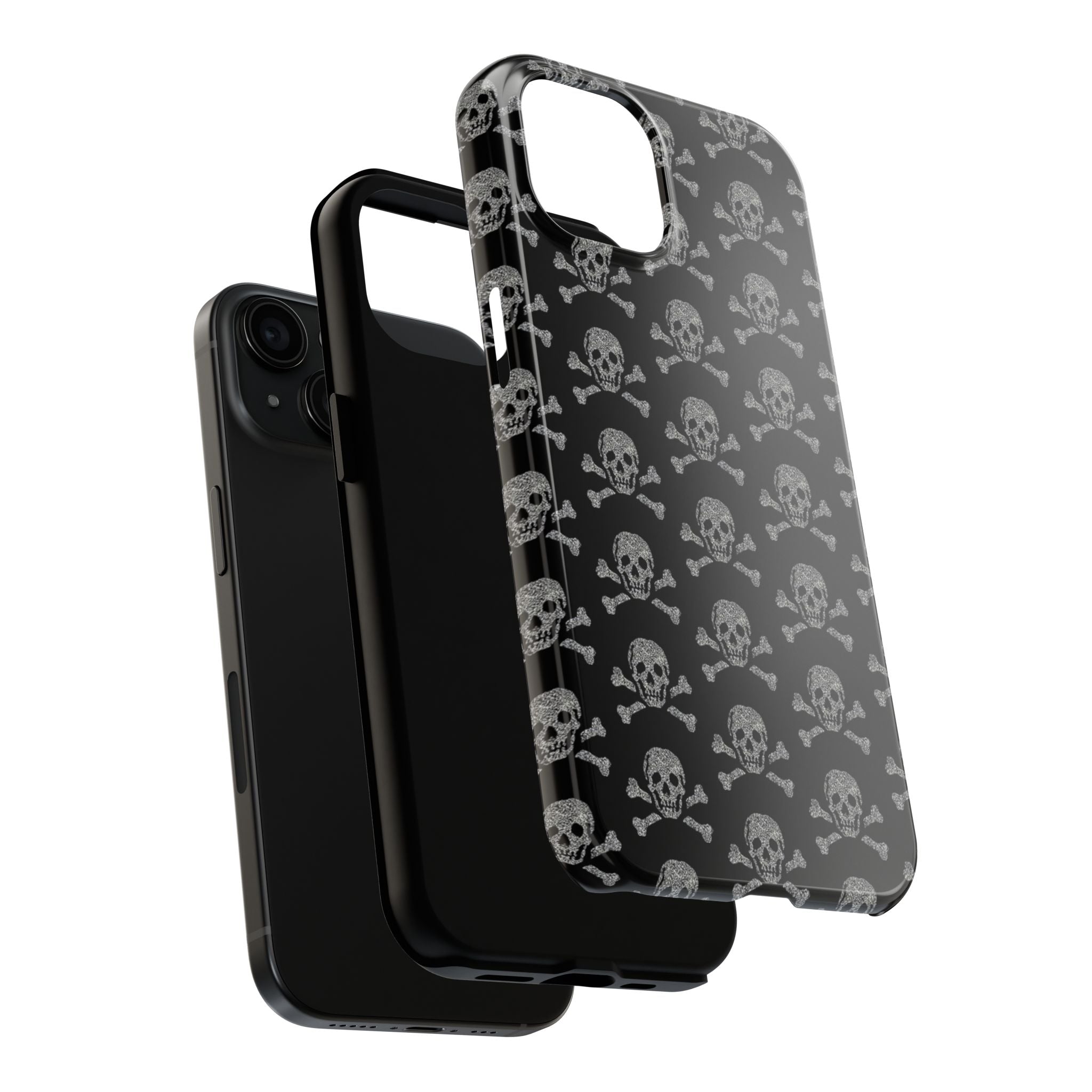 Silver Skull Print Phone Case  - Tough Impact-Resistant Case