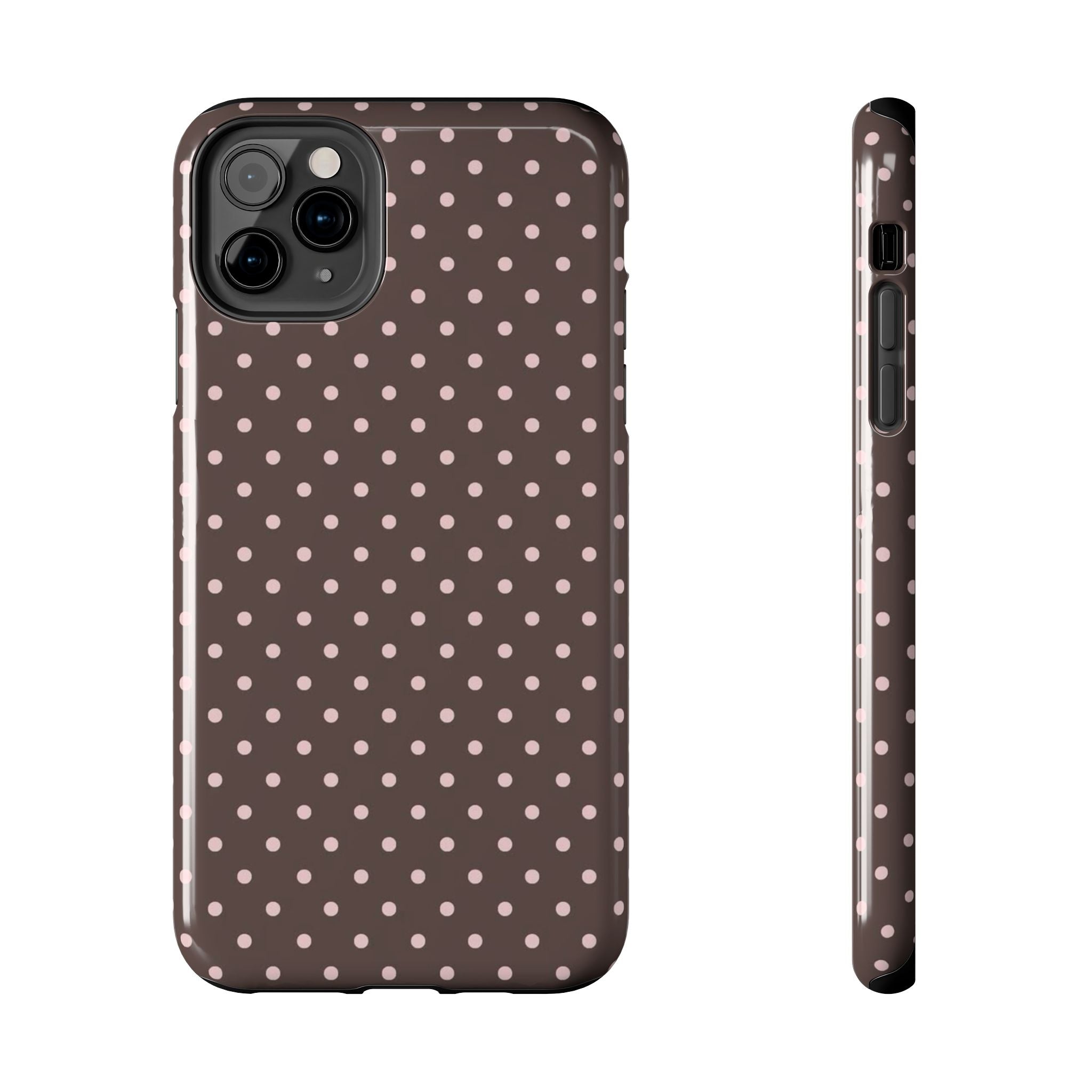 Brown with Pink Dots Phone Case  - Tough Impact-Resistant Case