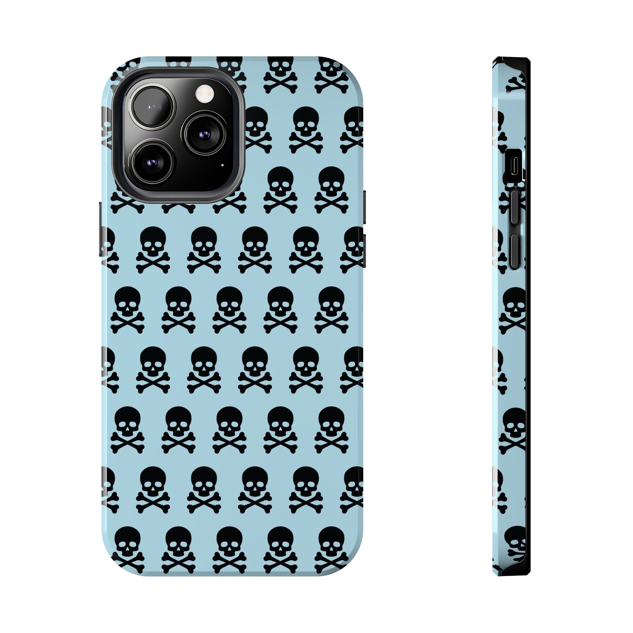 Blue Punk Skull Print Phone Case
